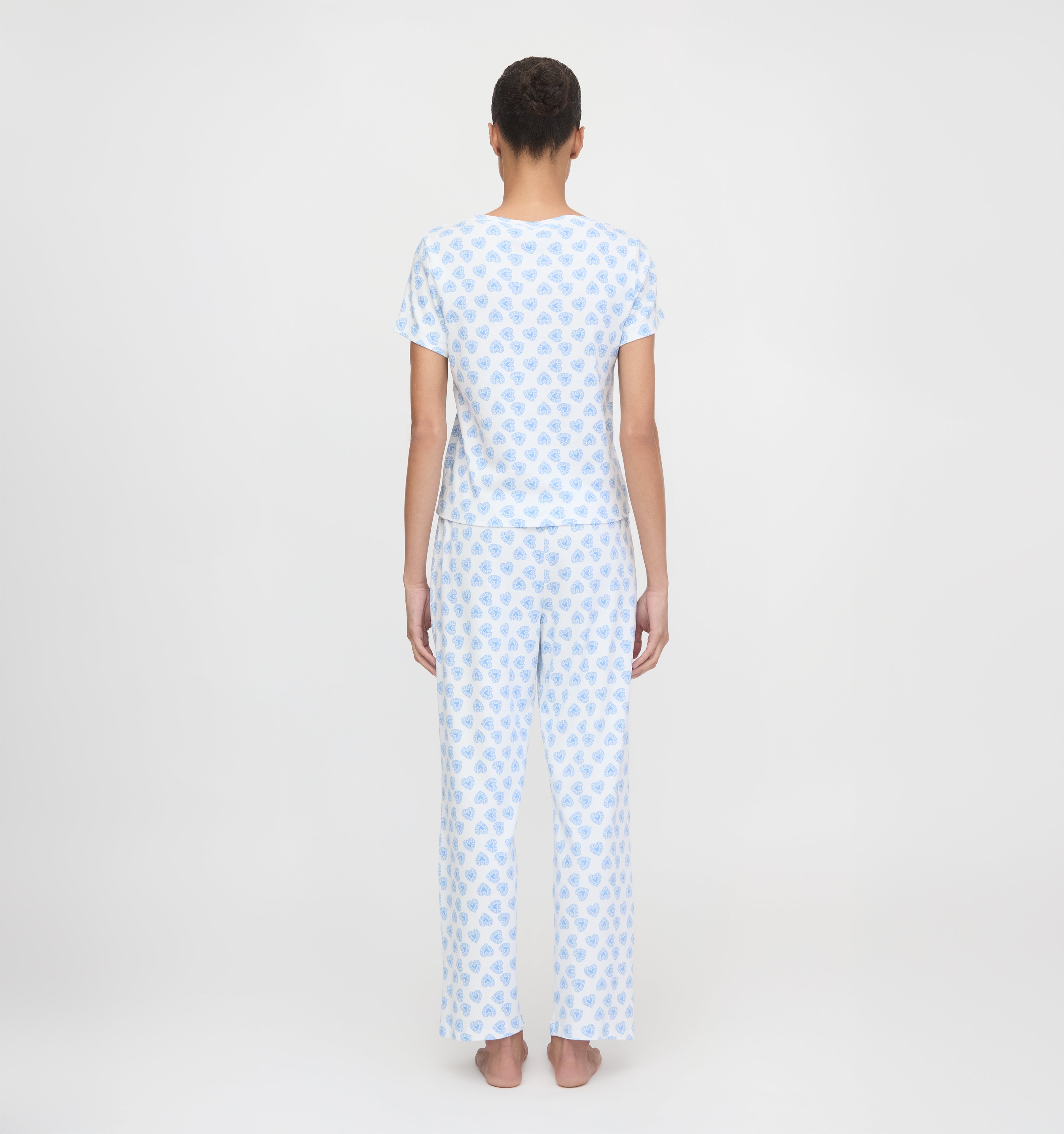 The Kelly Pajama Set - Blue Doily Heart