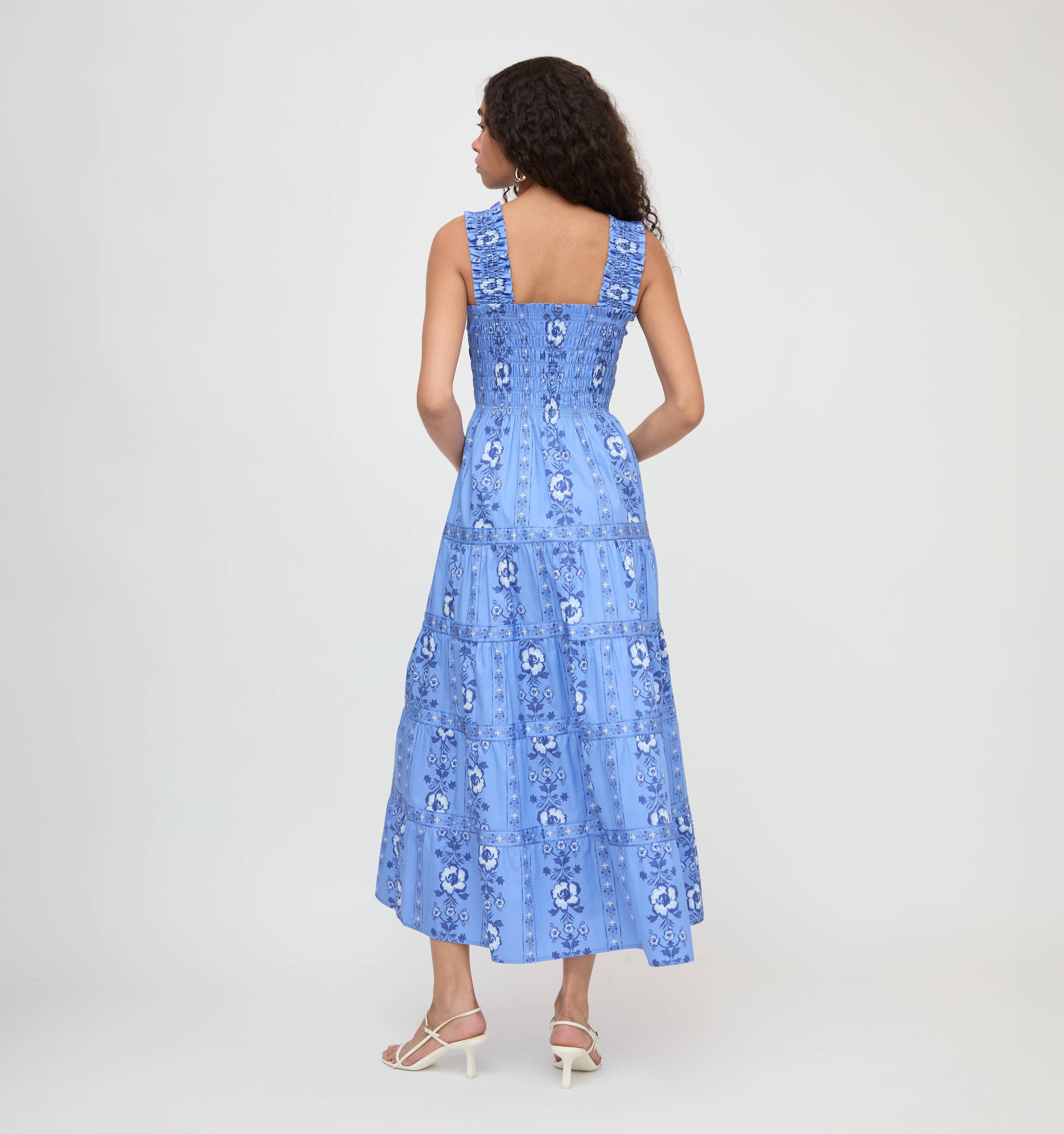 The Kimmy Maxi Nap Dress - Blue Arcadia Border – Hill House Home