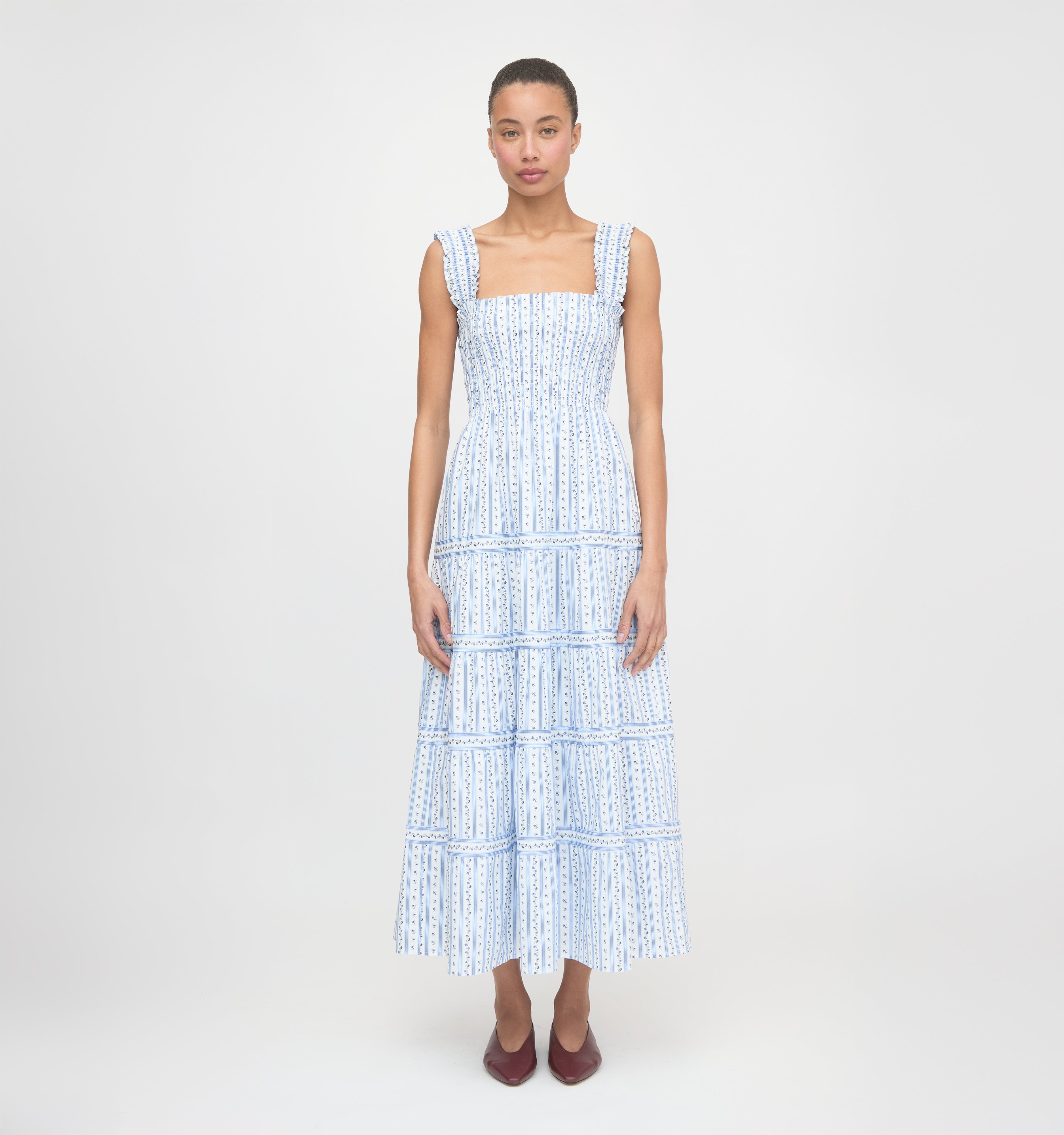 The Kimmy Nap Dress - Blue Petal Stripe