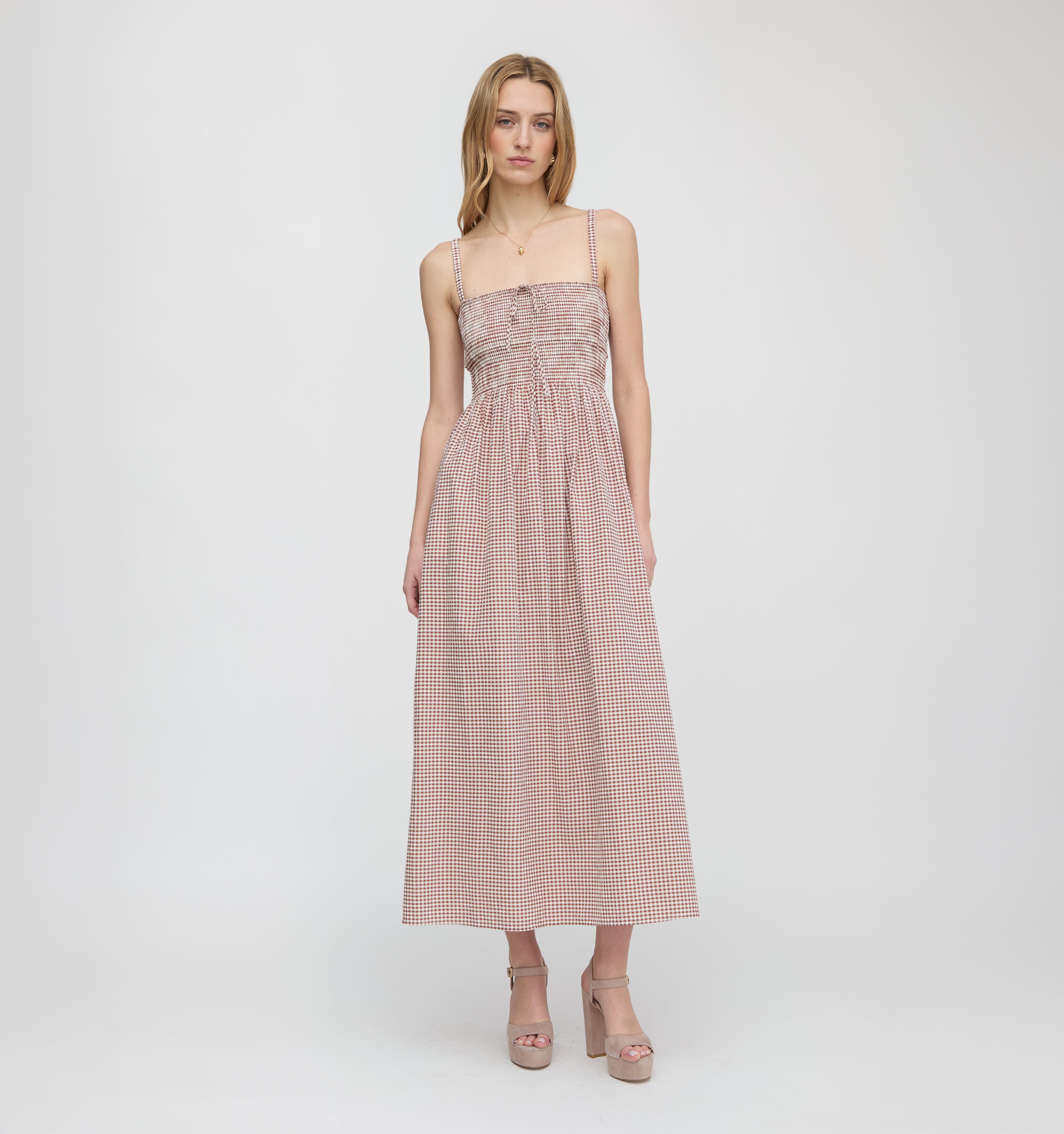 The Larissa Nap Dress - Cognac Gingham – Hill House Home