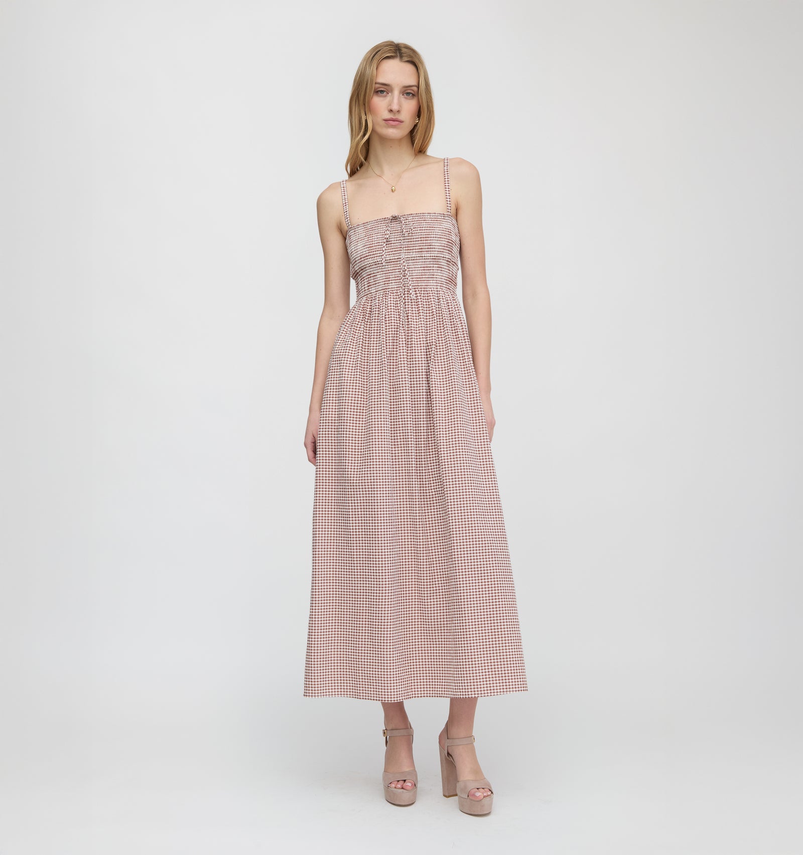 The Larissa Nap Dress - Cognac Gingham
