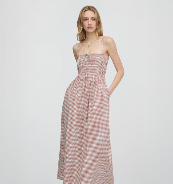 The Larissa Nap Dress - Cognac Gingham – Hill House Home
