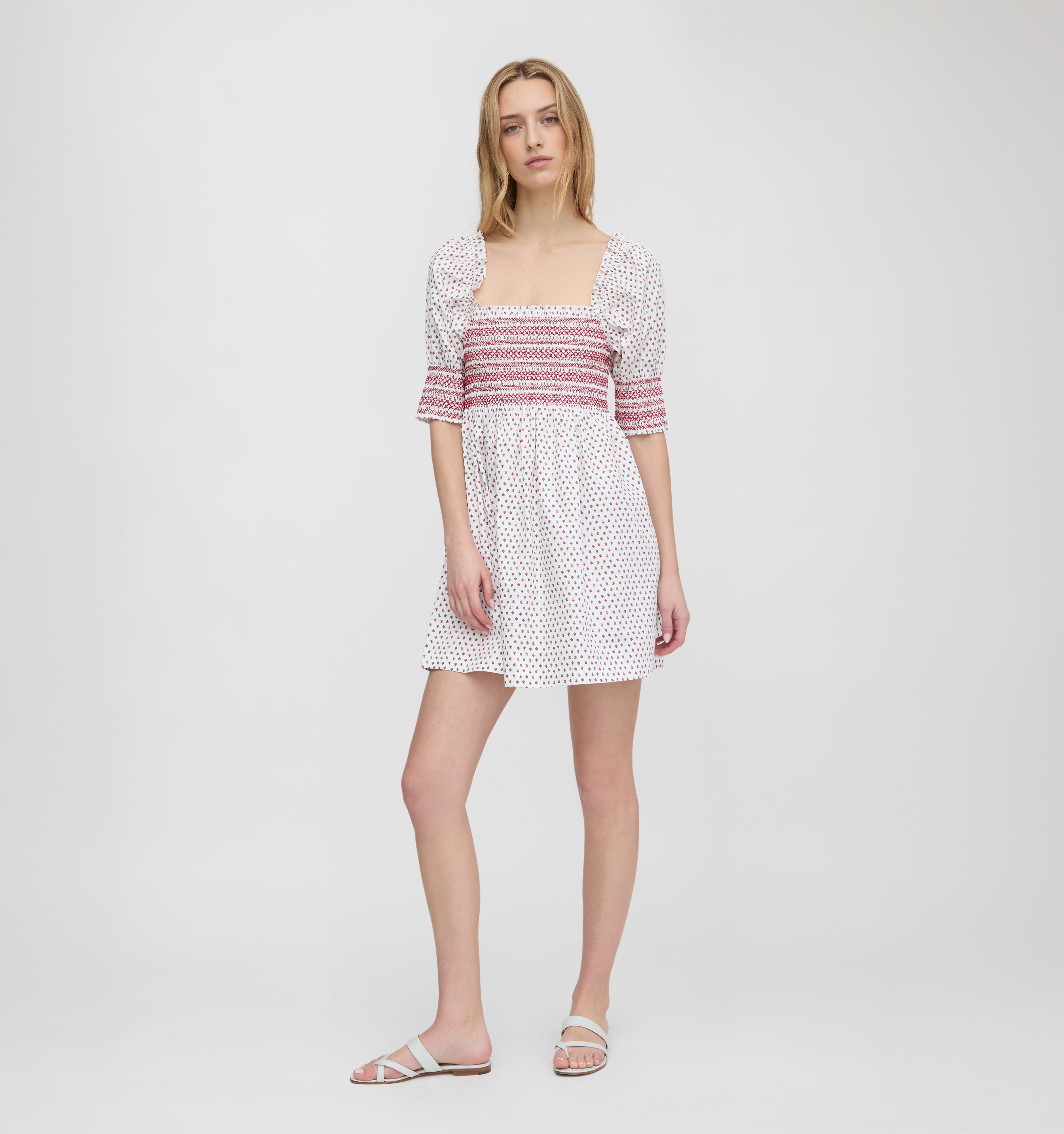 The Lila Nap Dress - White Poppy Half Drop