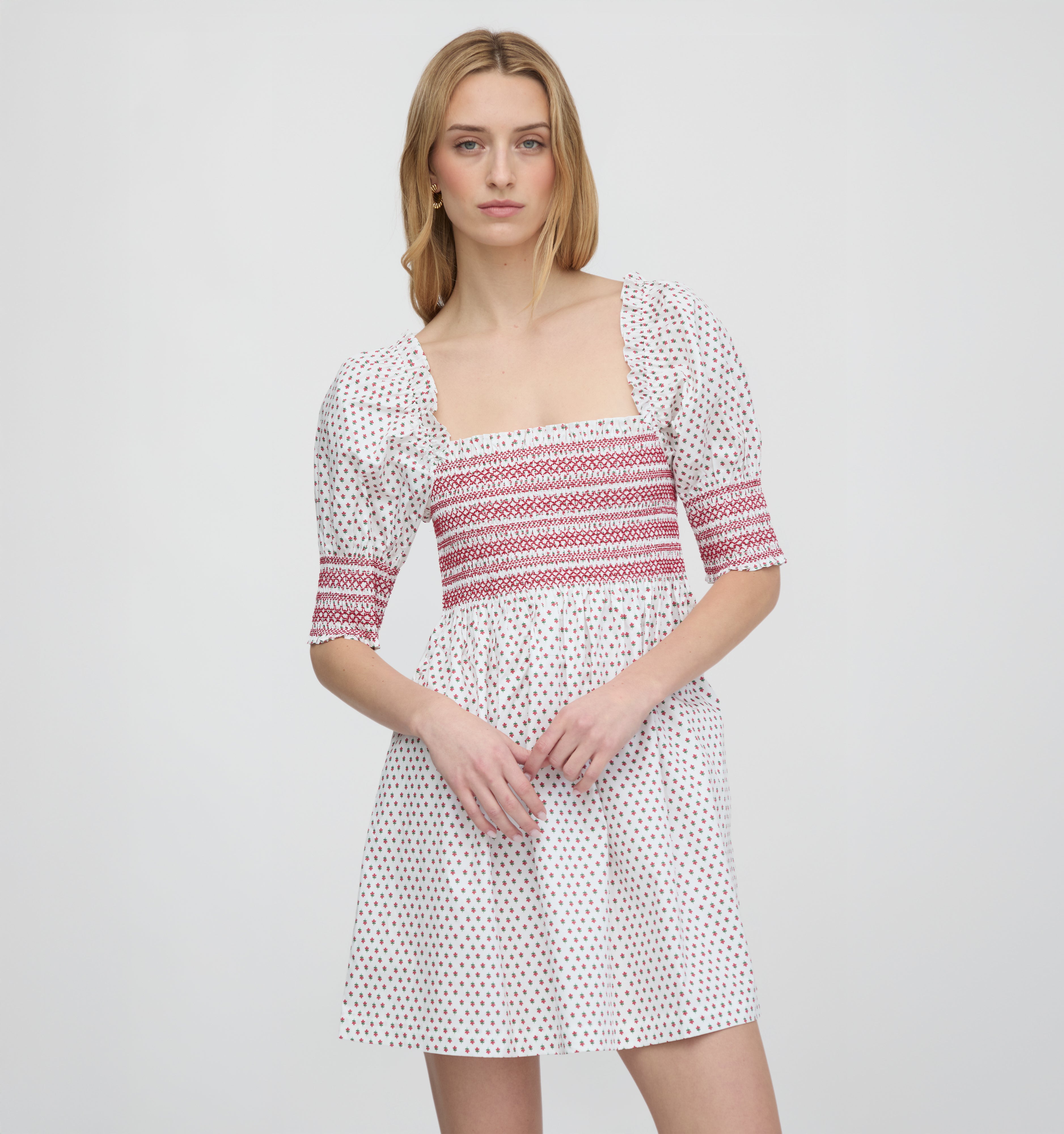 The Lila Nap Dress - White Poppy Half Drop