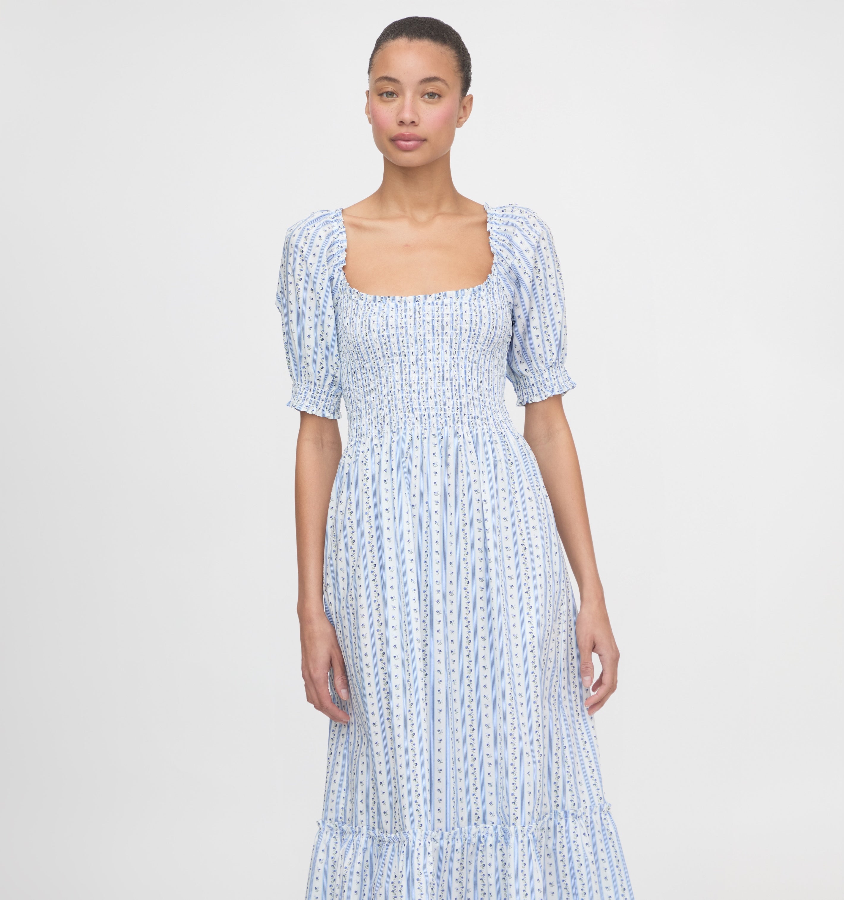 The Louisa Nap Dress - Blue Petal Stripe