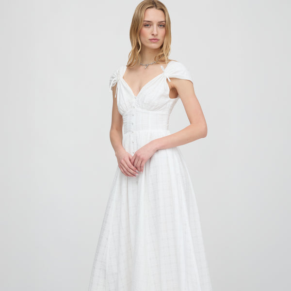 The Lucille Dress | White Crinkle Check / M