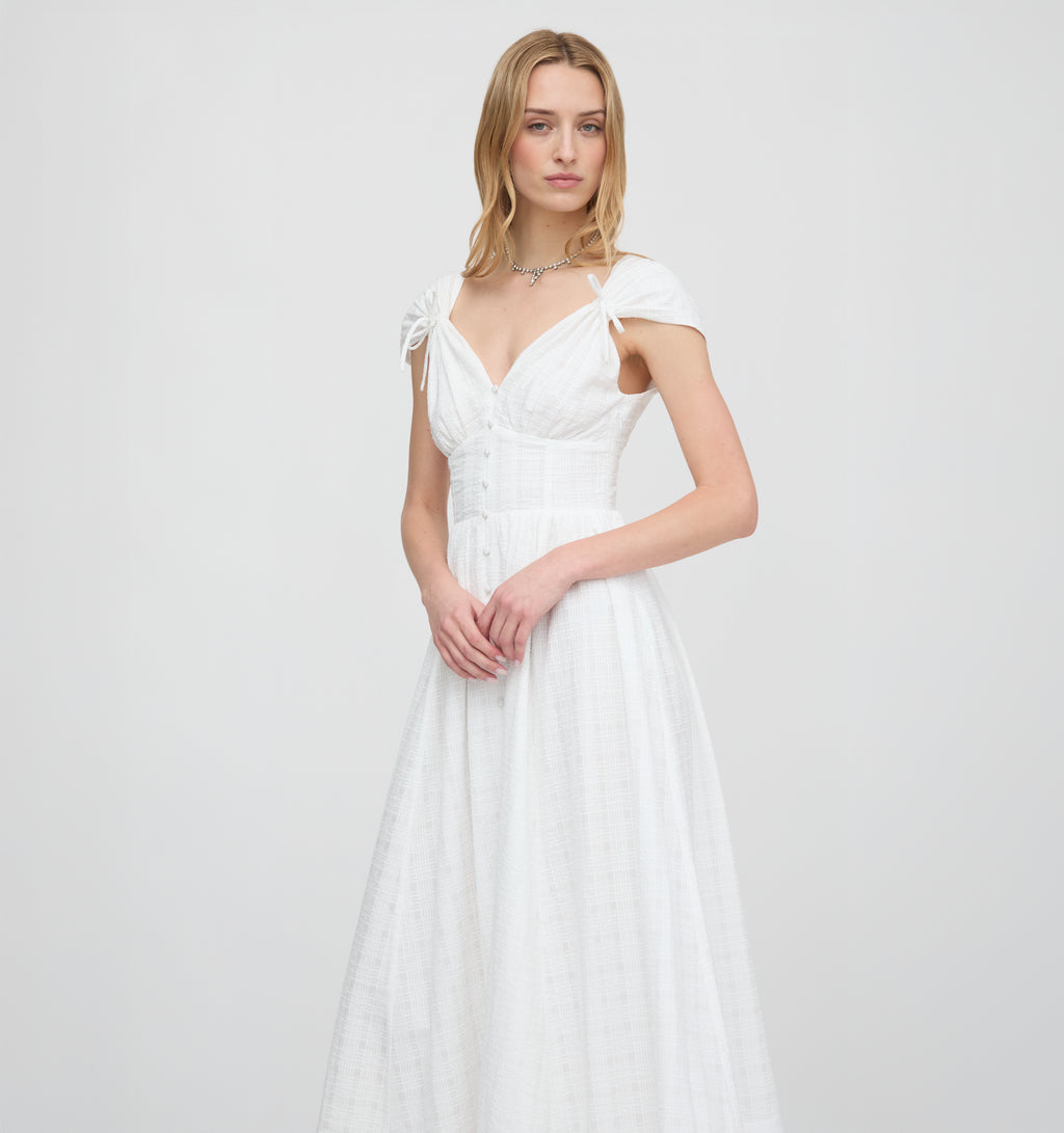 The Lucille Dress | White Crinkle Check / M The Lucille Dress | White Crinkle Check / M