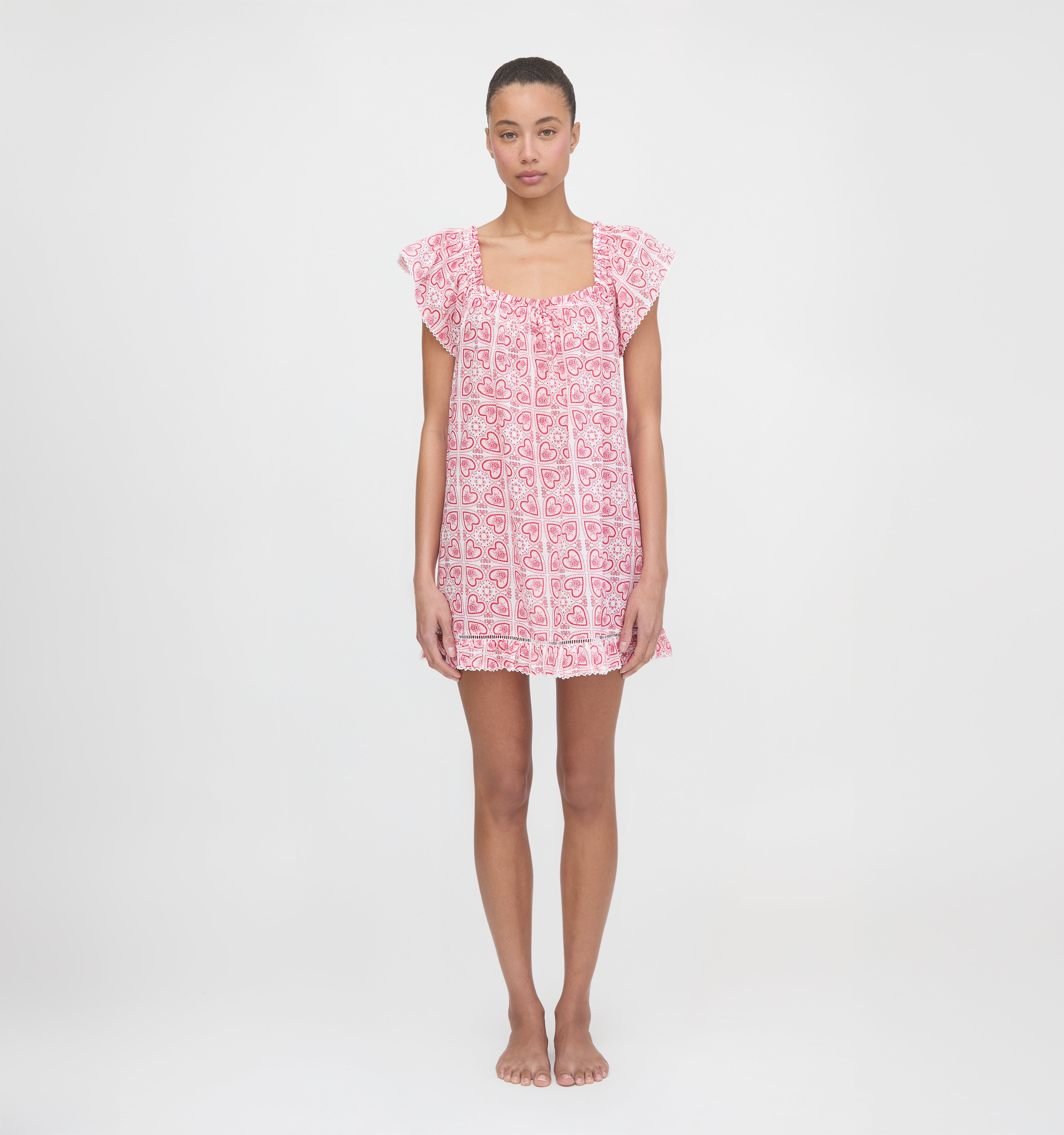 The Lucinda Nightgown - White Patchwork Doily Heart