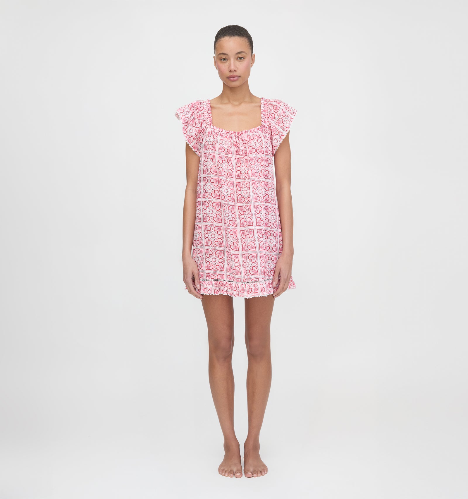 The Lucinda Nightgown - White Patchwork Doily Heart