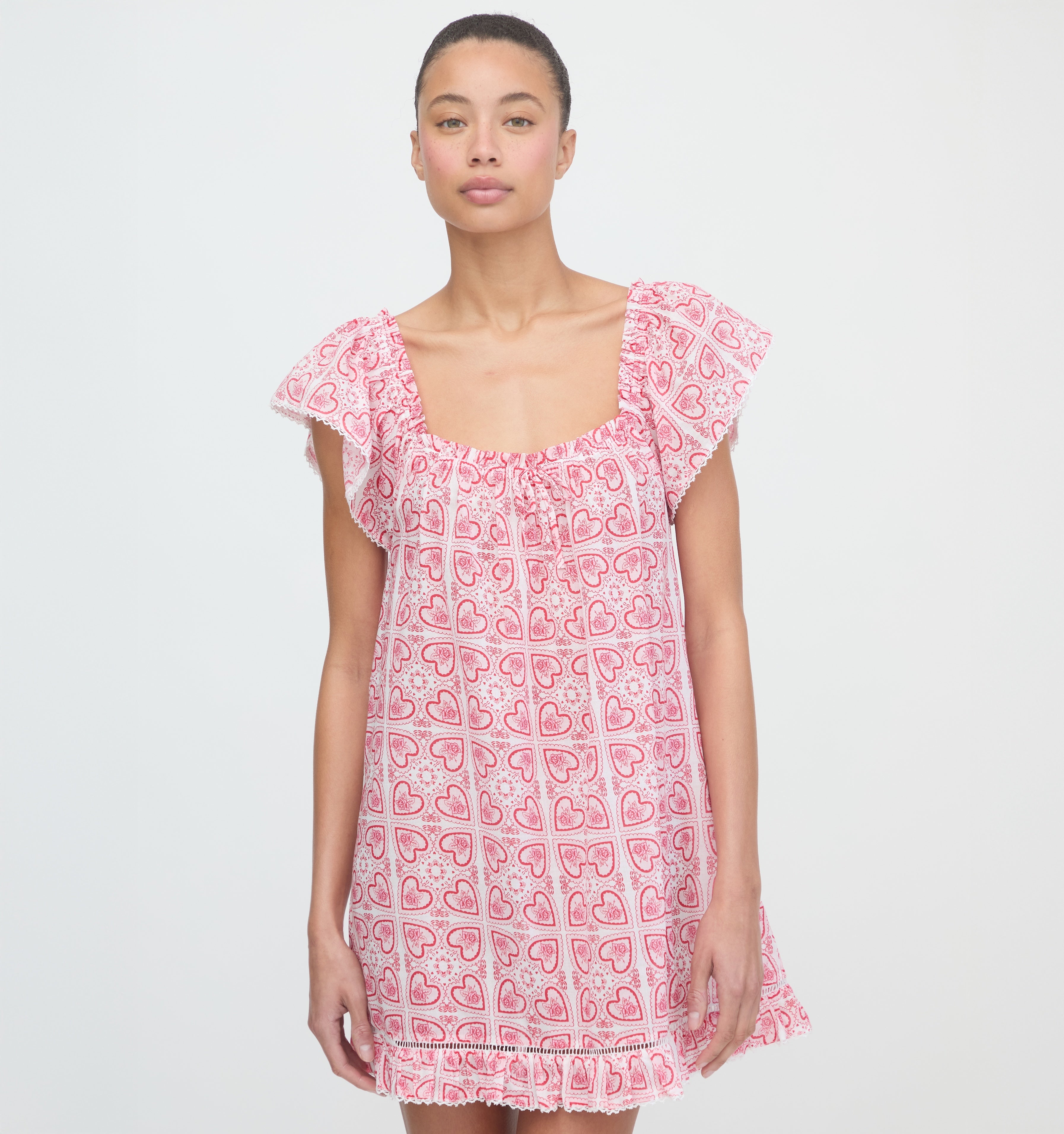 The Lucinda Nightgown - White Patchwork Doily Heart