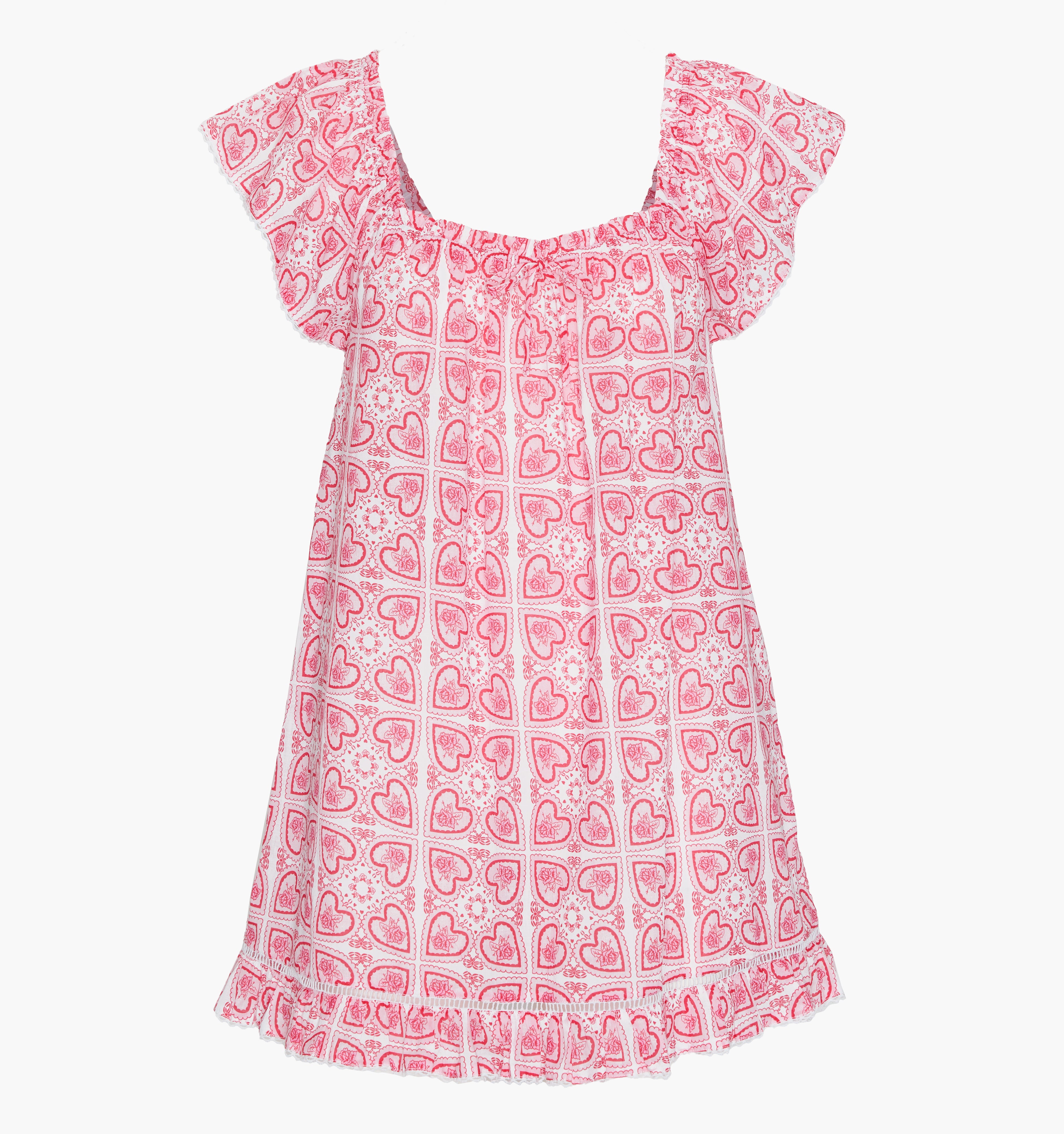 The Lucinda Nightgown - White Patchwork Doily Heart