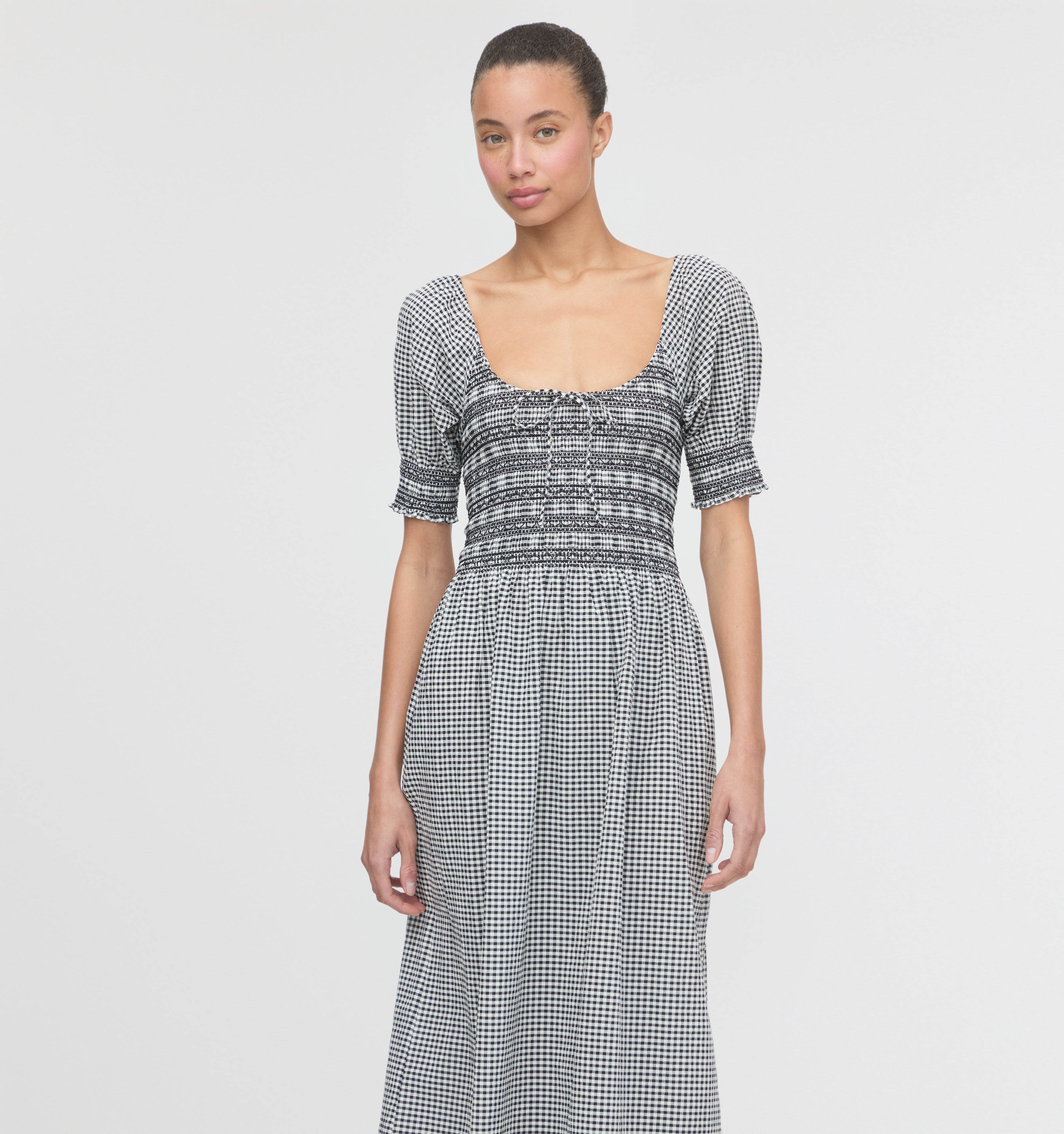 The Madeline Nap Dress - Black/Sand Gingham