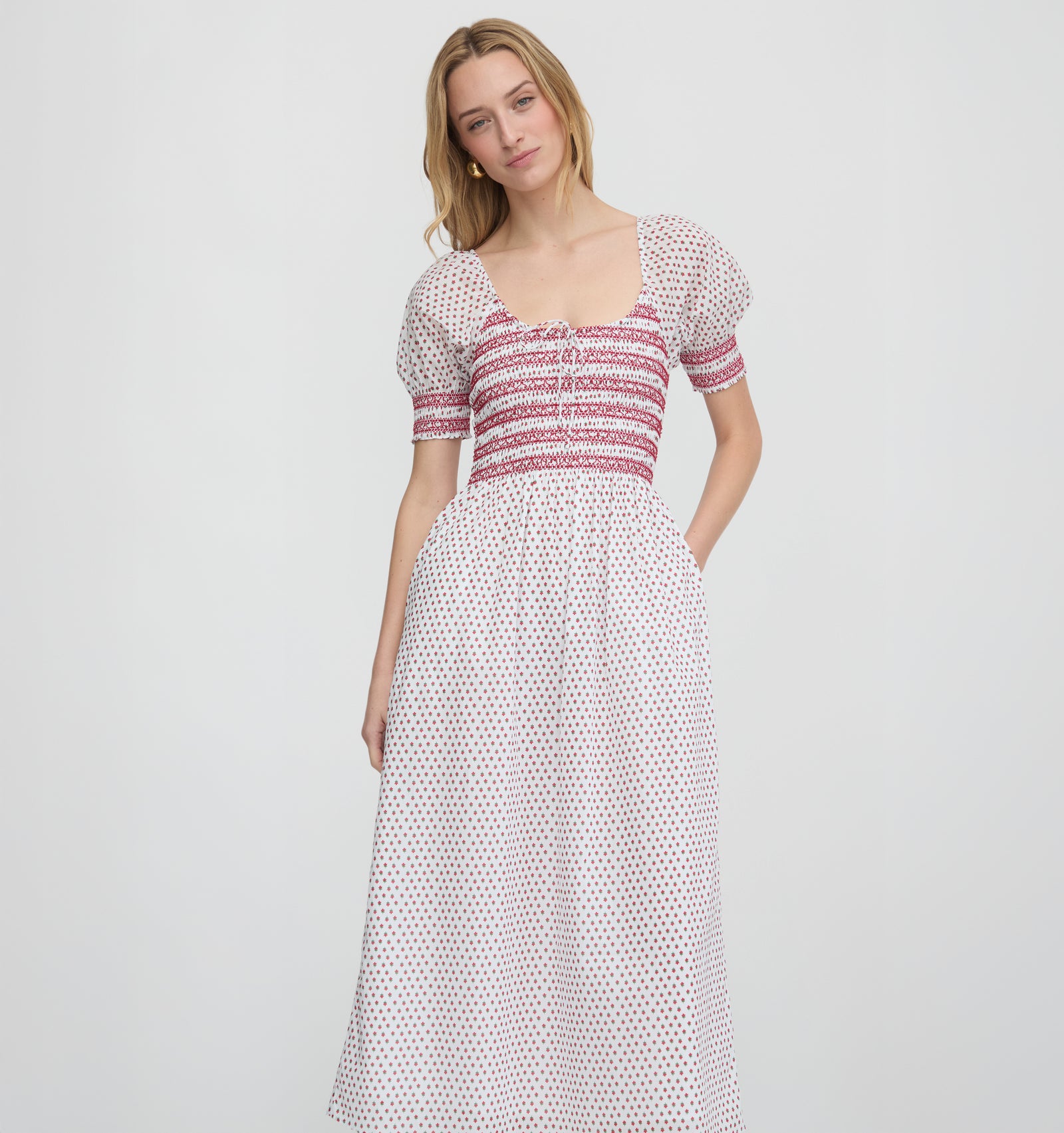 nap dress long sleeve Hill House Home Women's The Madeline Nap Dress - White Poppy Half Drop
