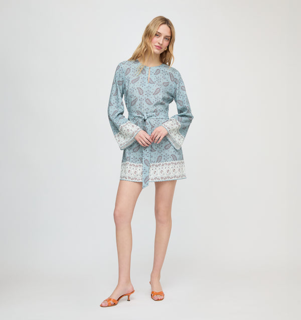 The Magnolia Tunic - Dusty Blue Gemstone Mosaic Scarf