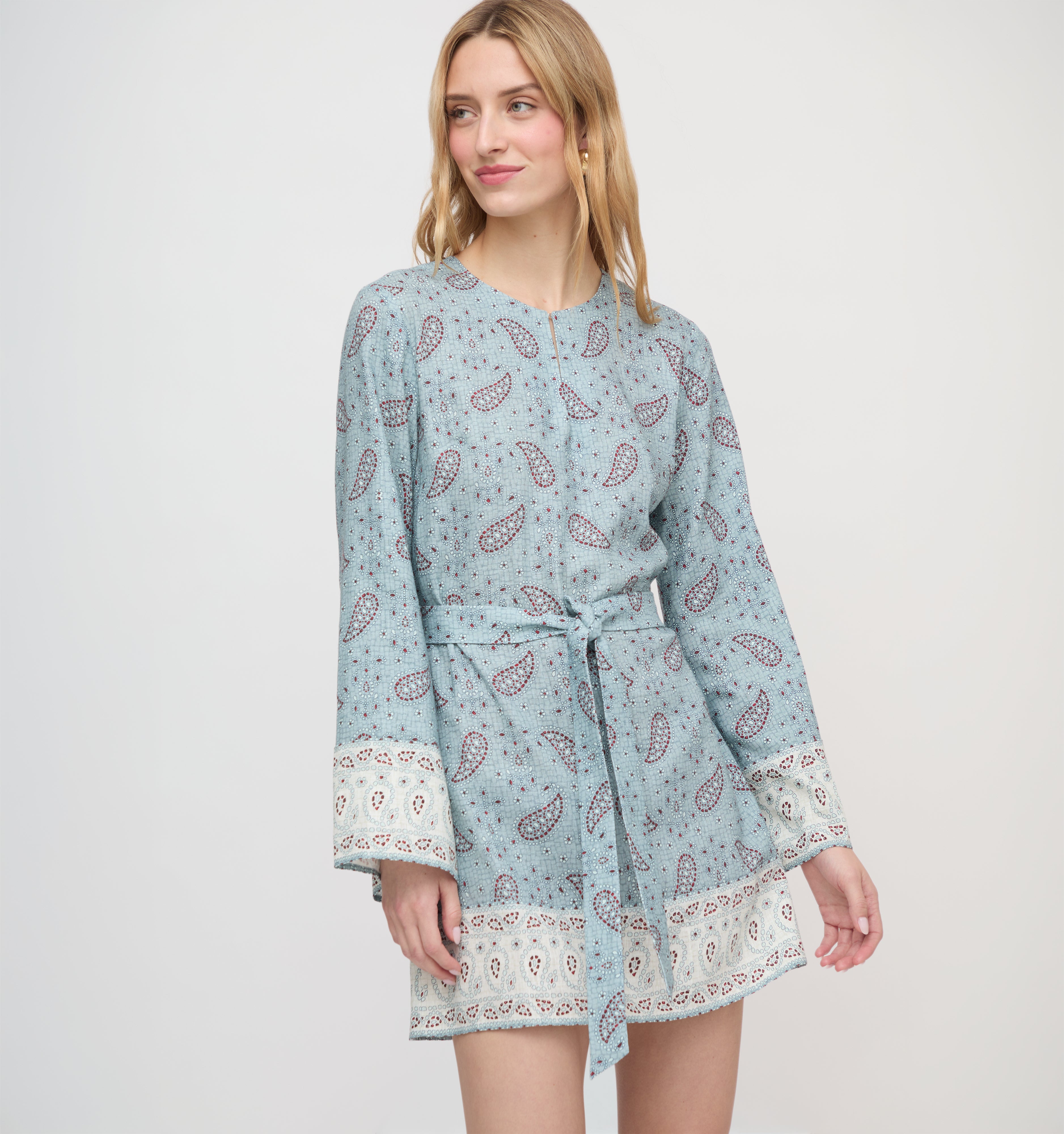 The Magnolia Tunic - Dusty Blue Gemstone Mosaic Scarf – Hill House