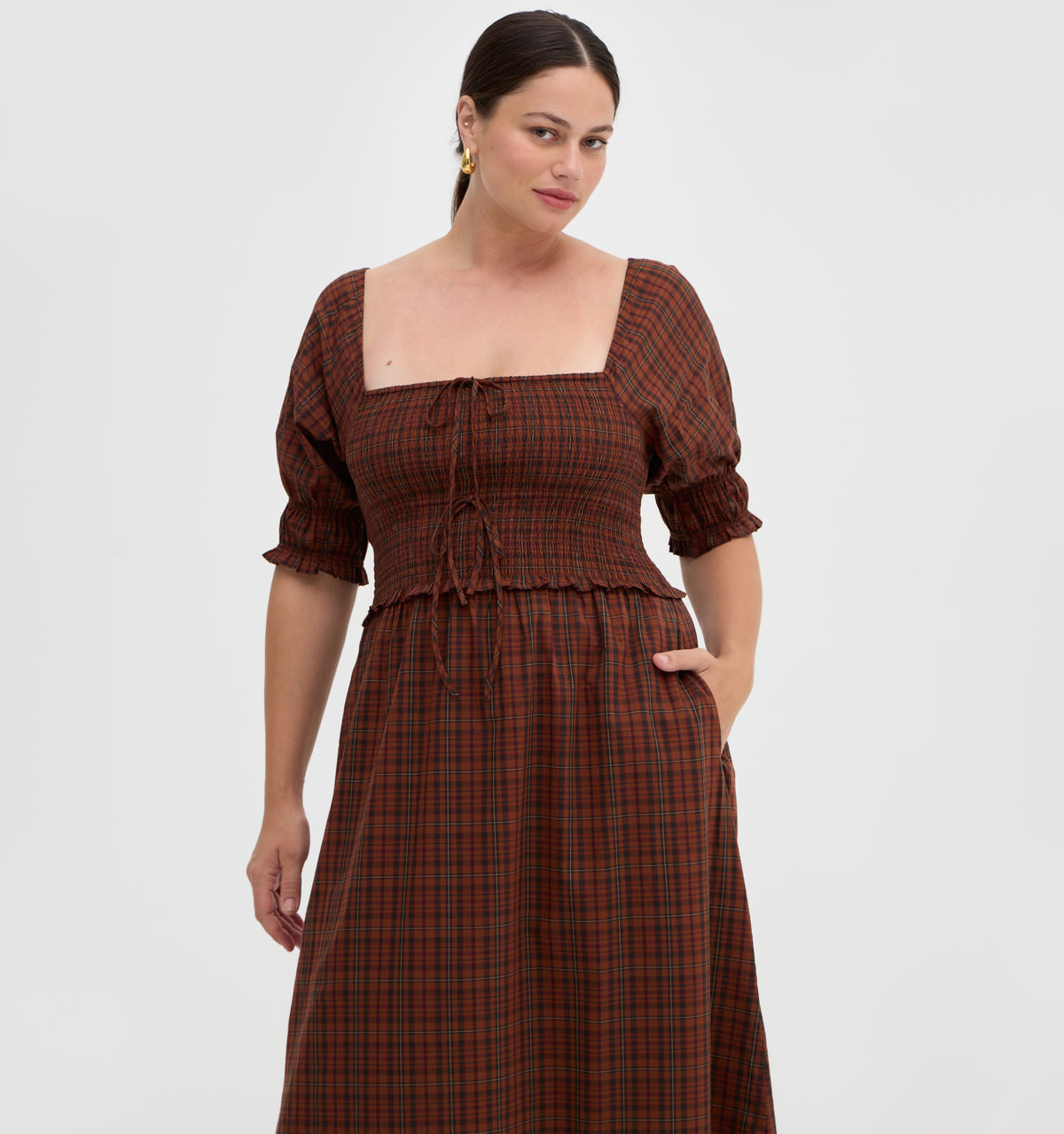 The Malene Nap Dress - Chestnut Plaid