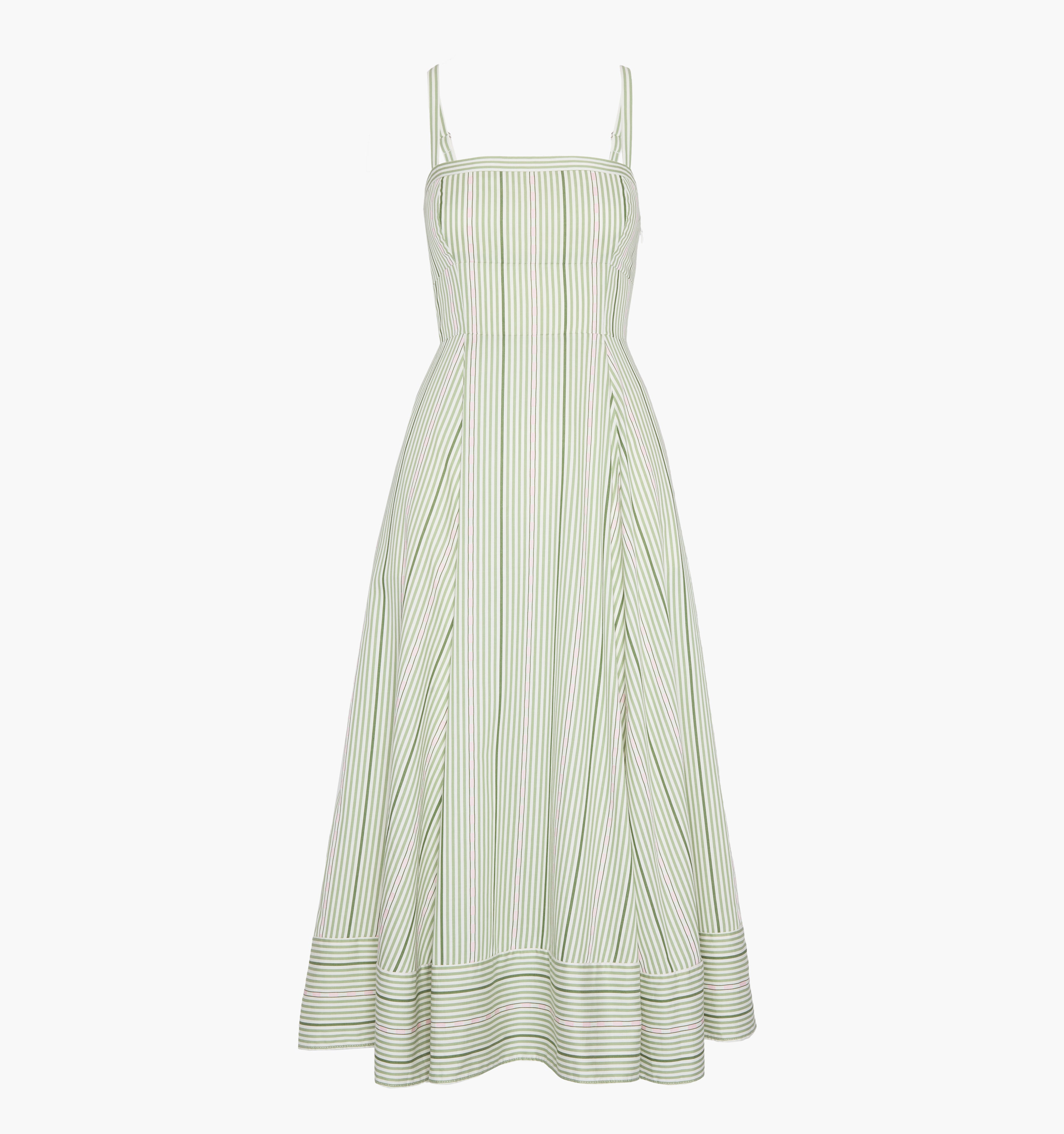 The Margot Dress - Green Jacquard Stripe