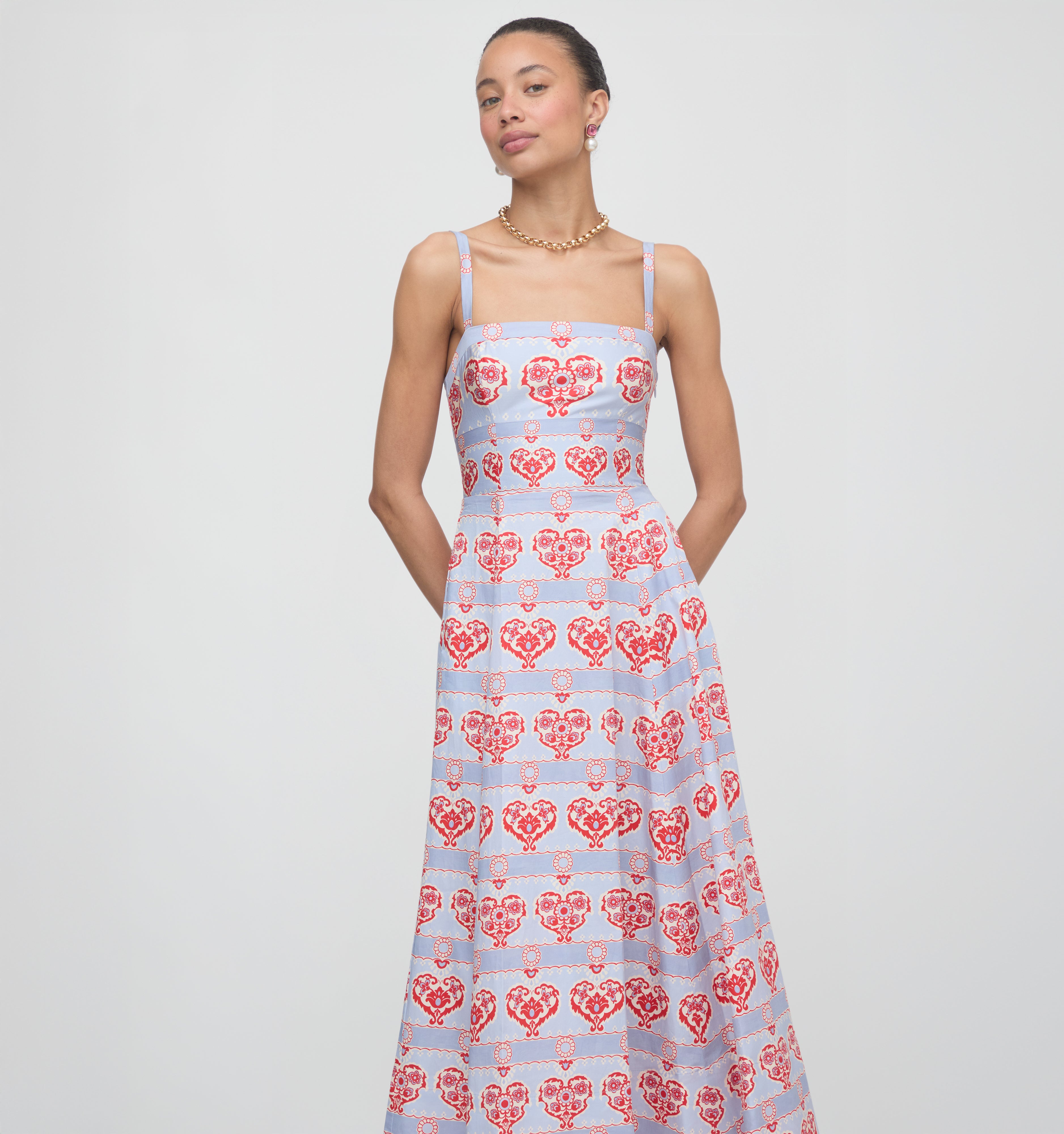 The Margot Dress - Poppy Damask Stripe – Hill House Home