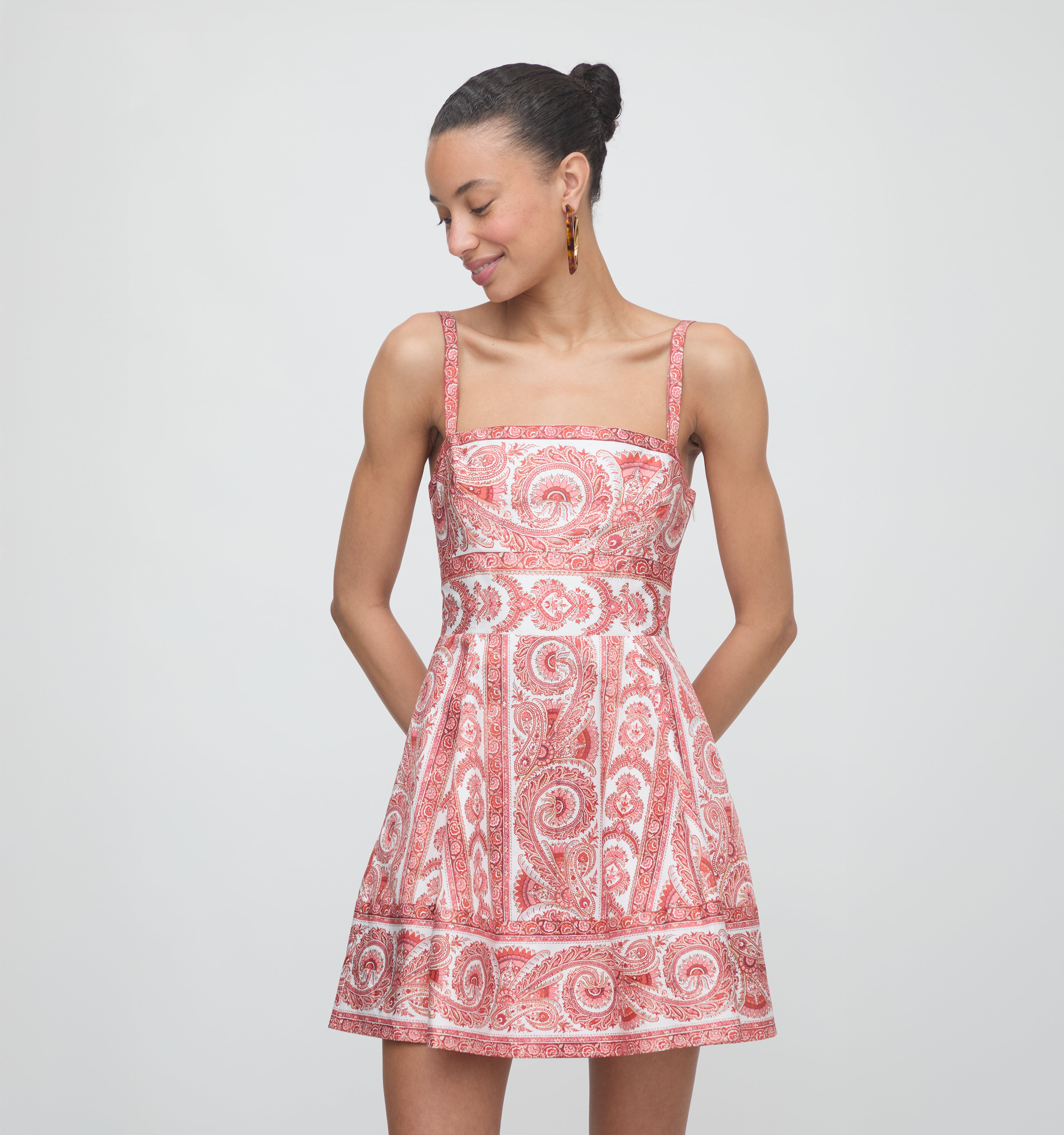 The Margot Mini Dress - Coral Corsica Paisley – Hill House Home