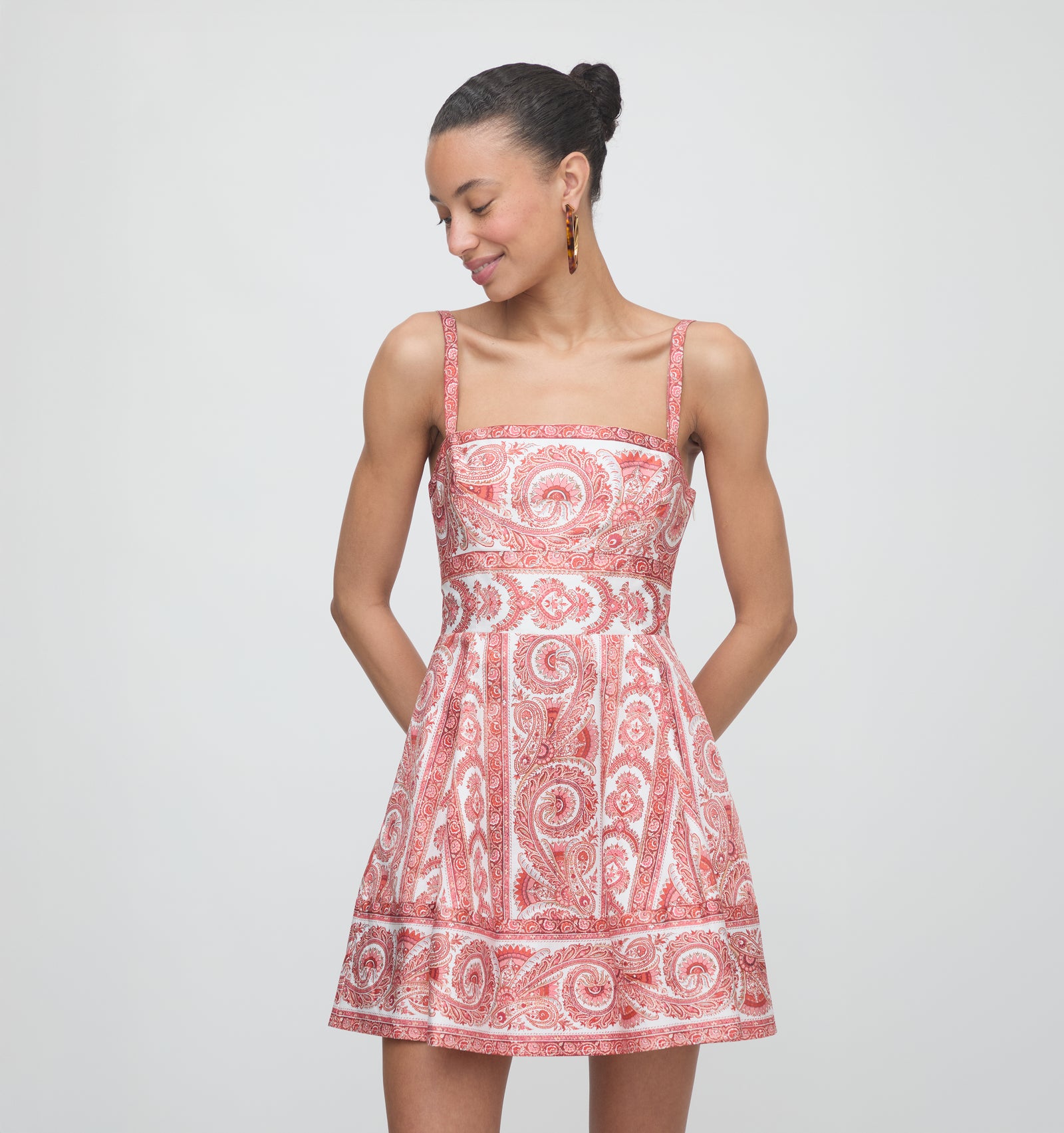 The Margot Mini Dress - Coral Corsica Paisley