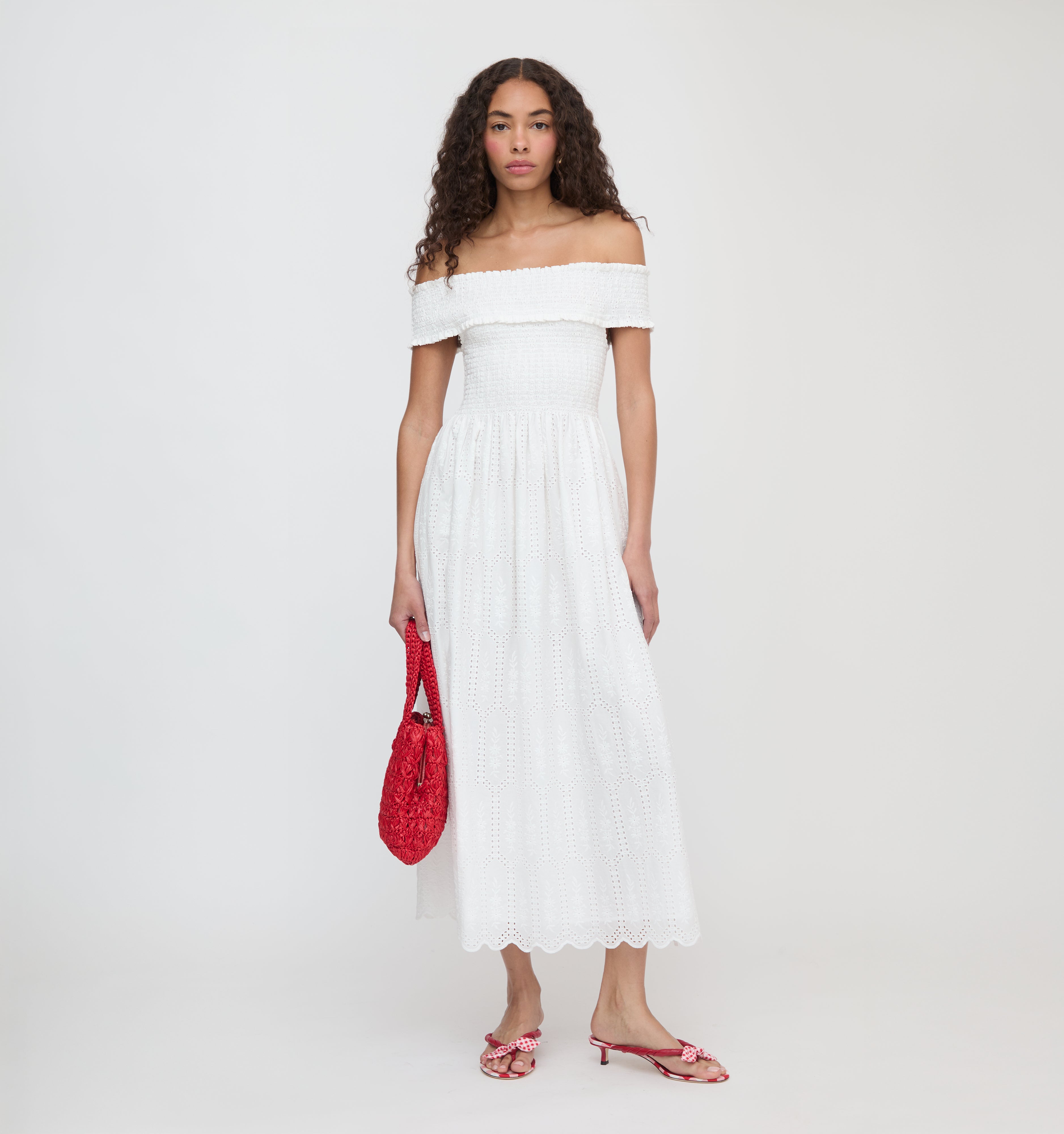 The Marguerite Nap Dress - White Trellis Broderie – Hill House Home