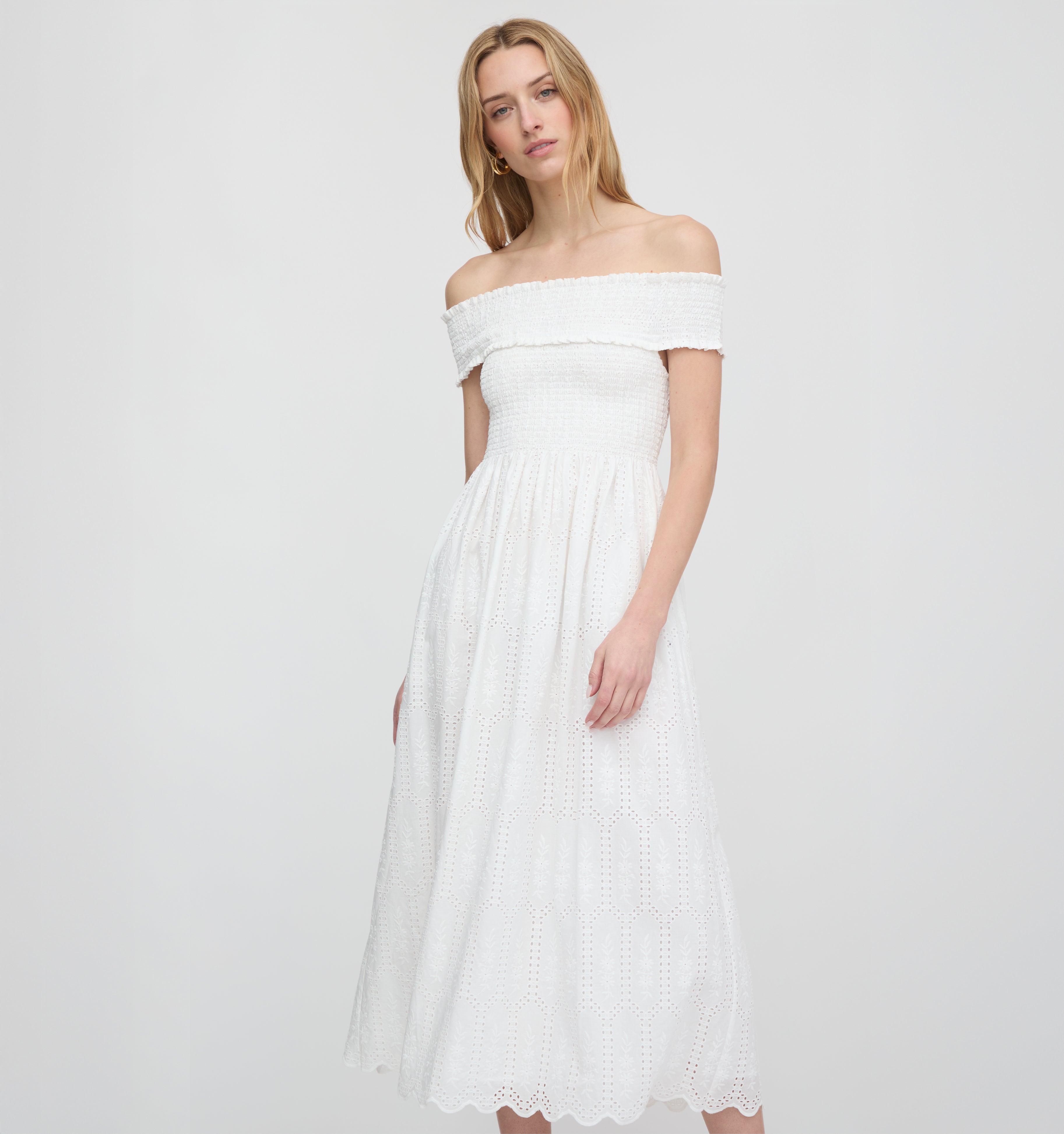The Marguerite Nap Dress - White Trellis Broderie – Hill House Home
