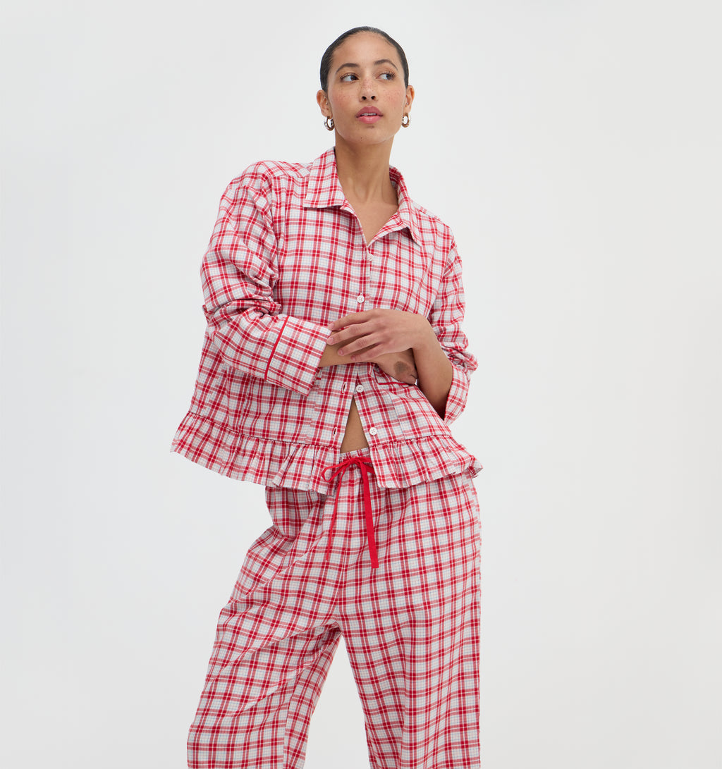 Hill House Home The Marnie Pajama Set - Peppermint Tartan