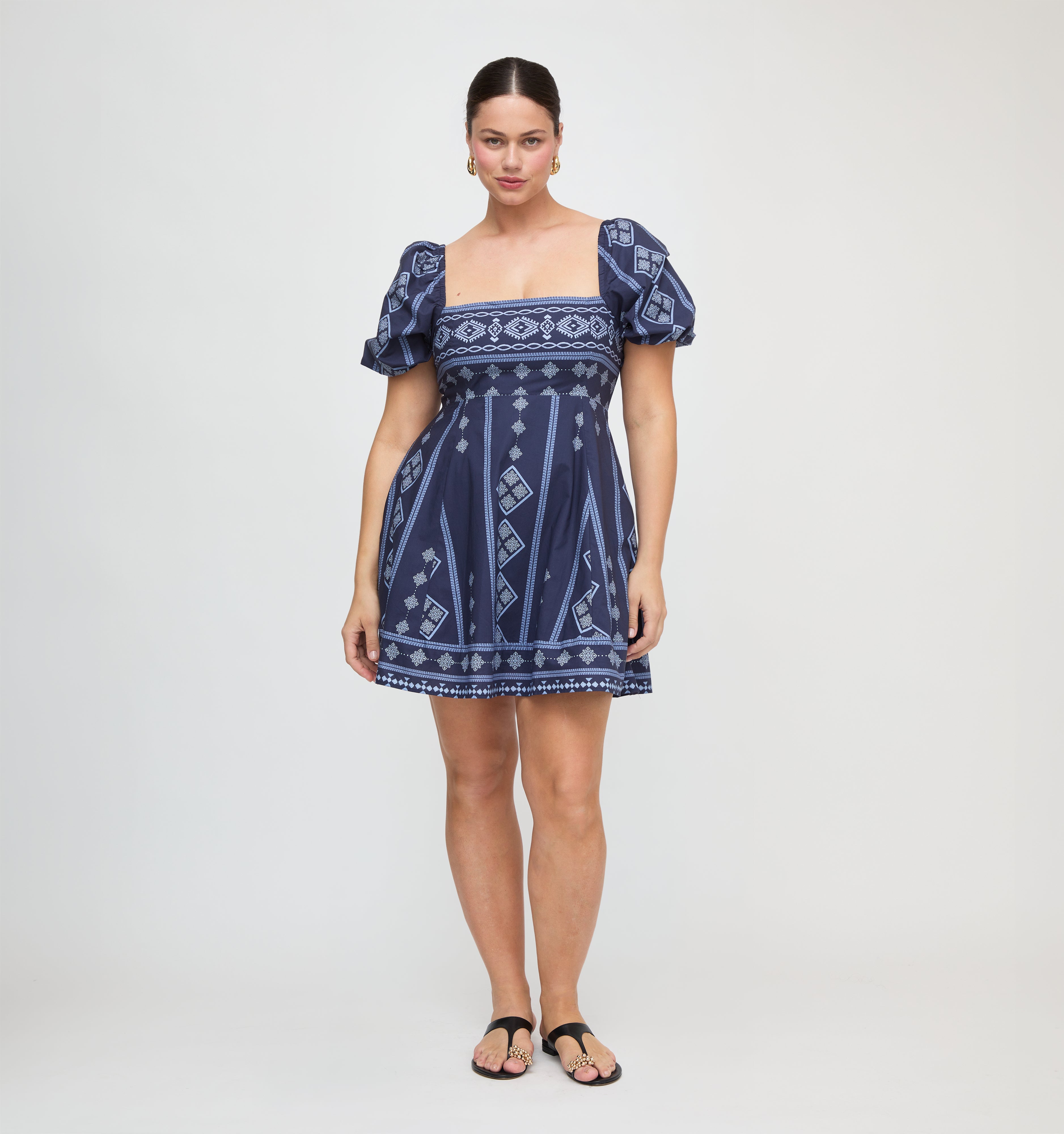 The Matilda Mini Dress - Navy Diamond Batik – Hill House Home
