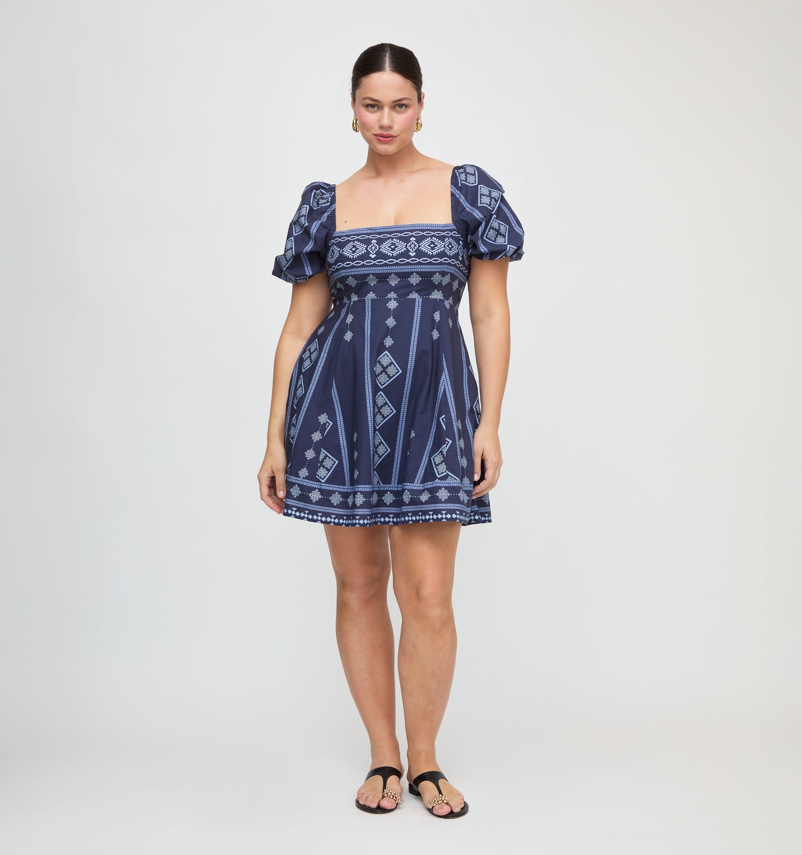The Matilda Mini Dress - Navy Diamond Batik