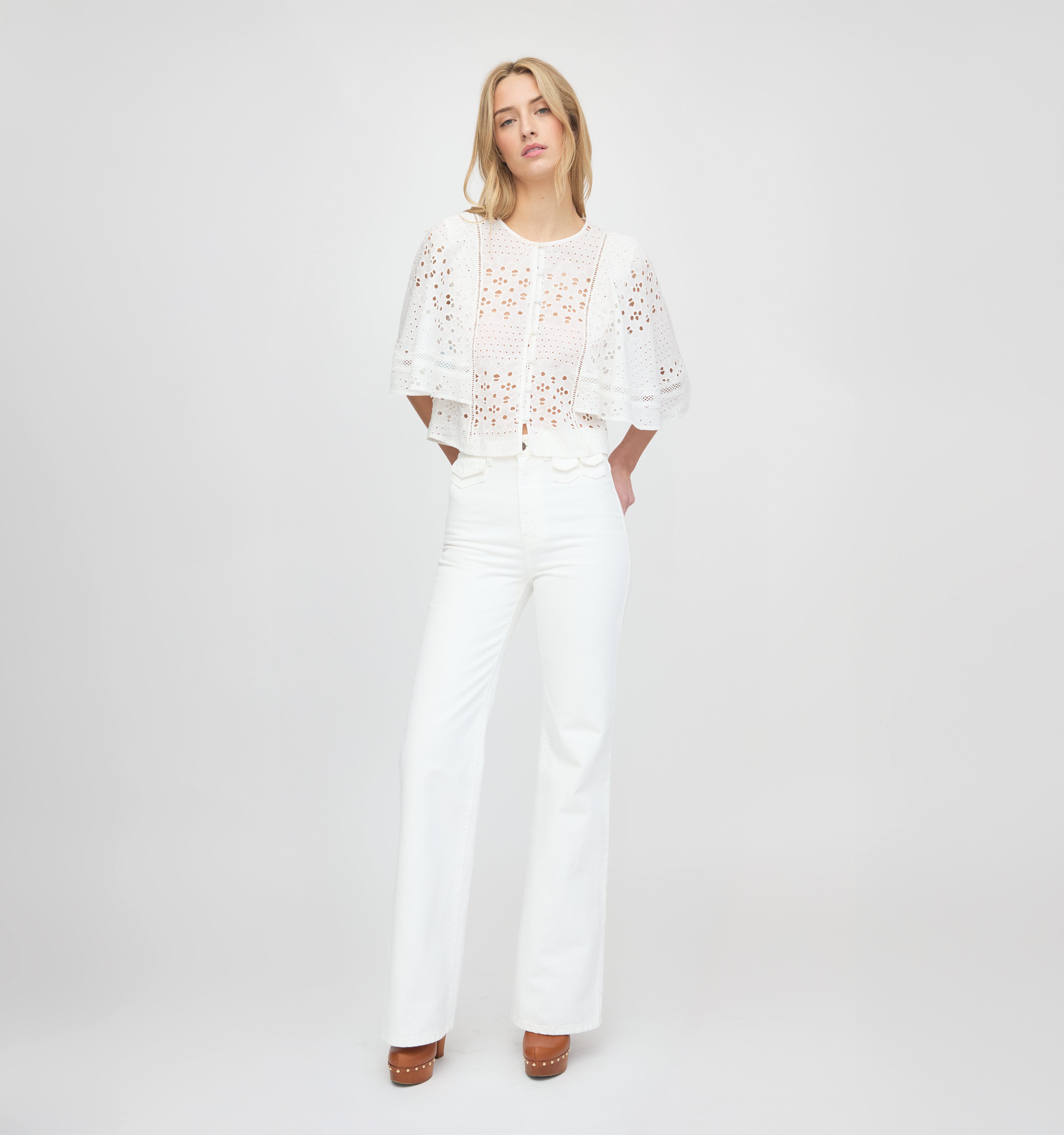The Meadow Top - White Floral Broderie