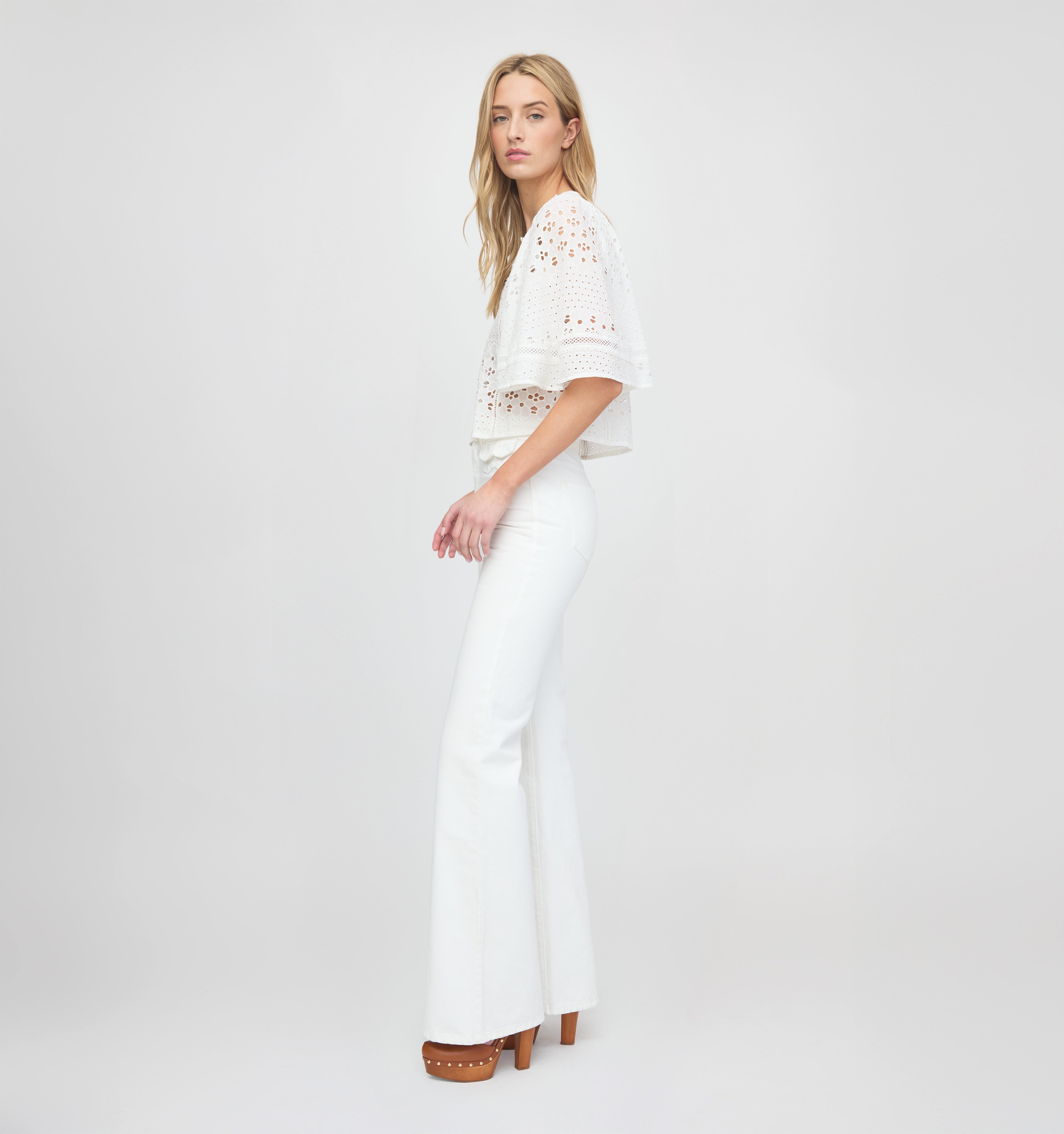 The Meadow Top - White Floral Broderie