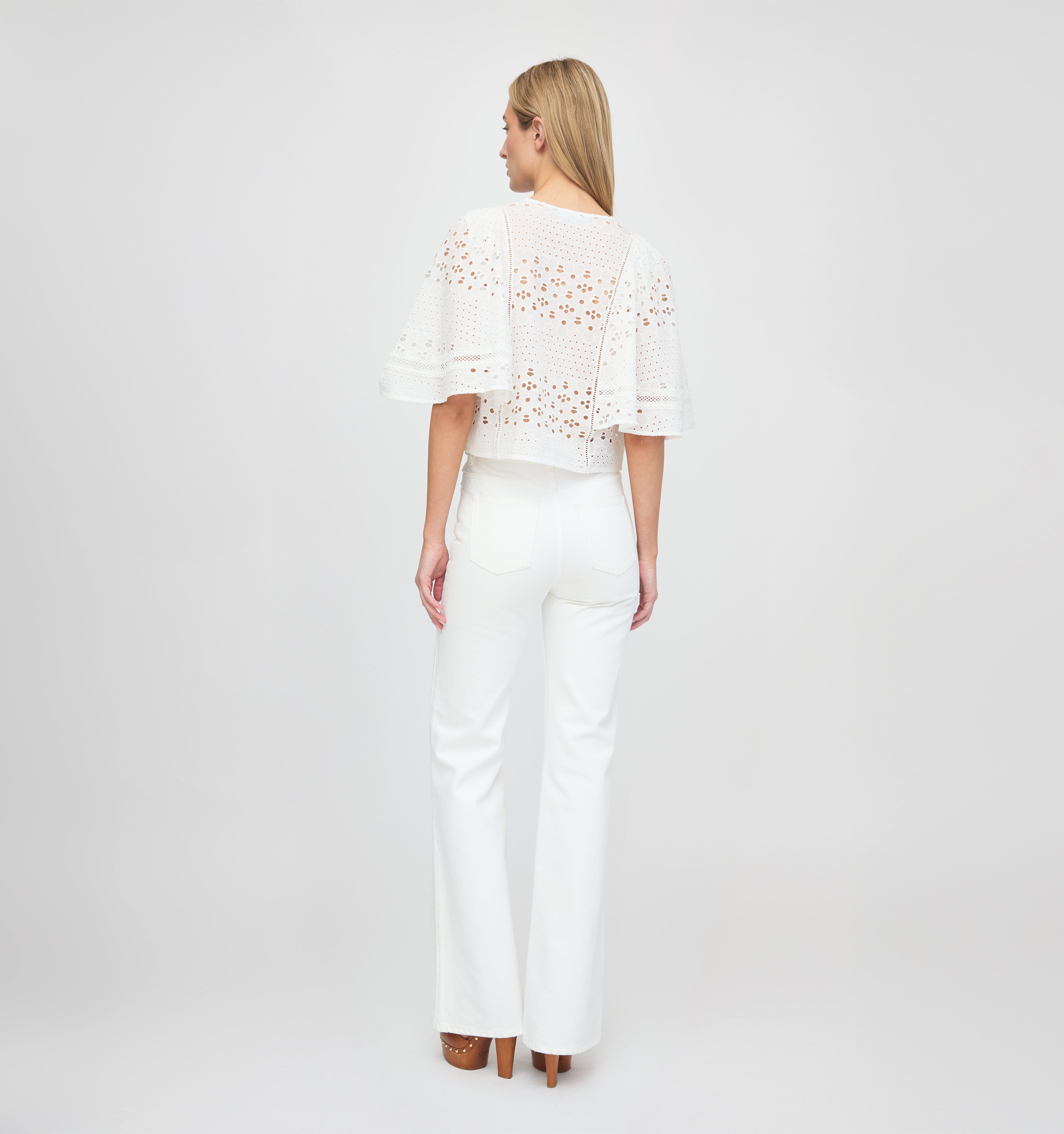 The Meadow Top - White Floral Broderie