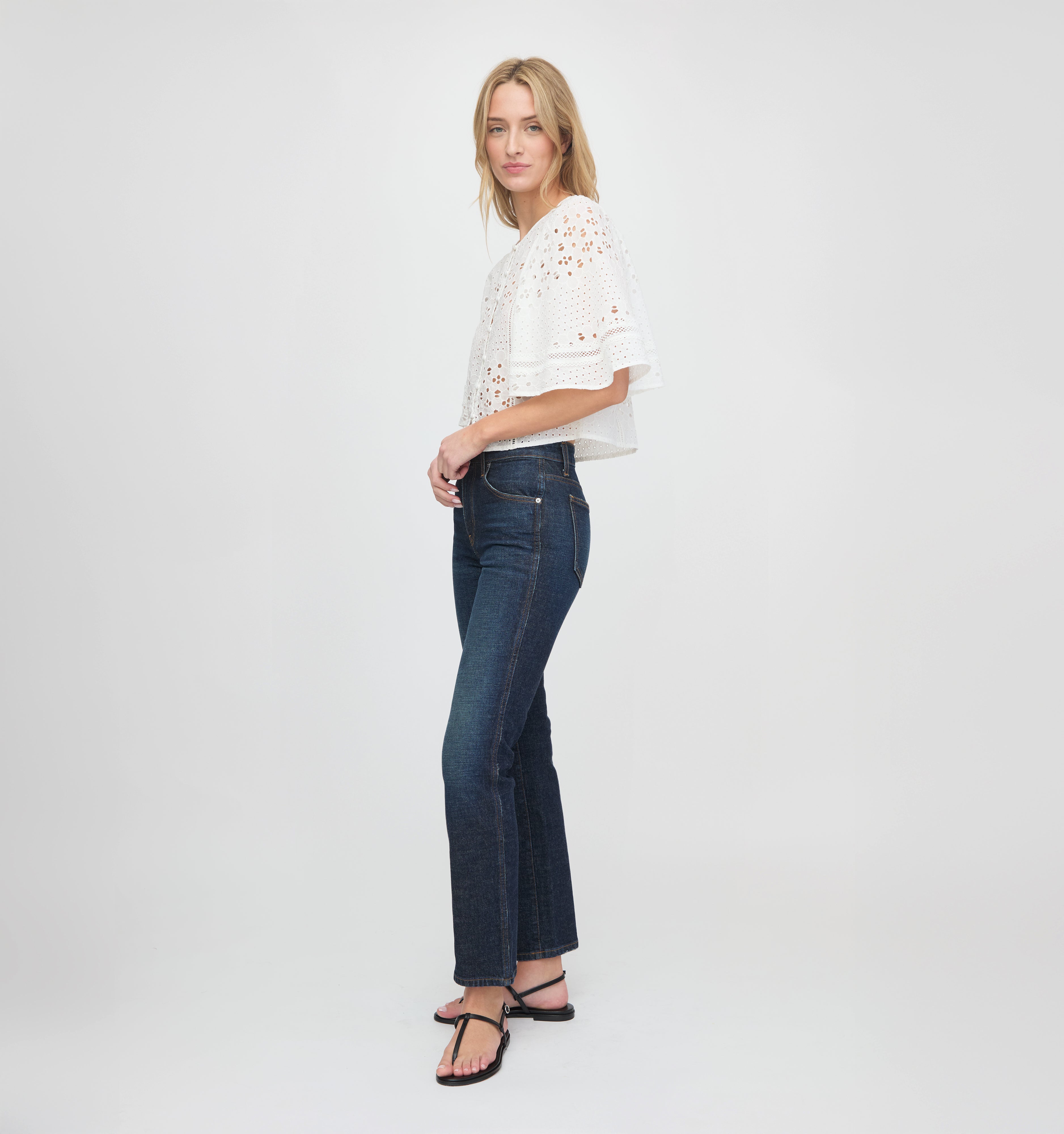 The Meadow Top - White Floral Broderie