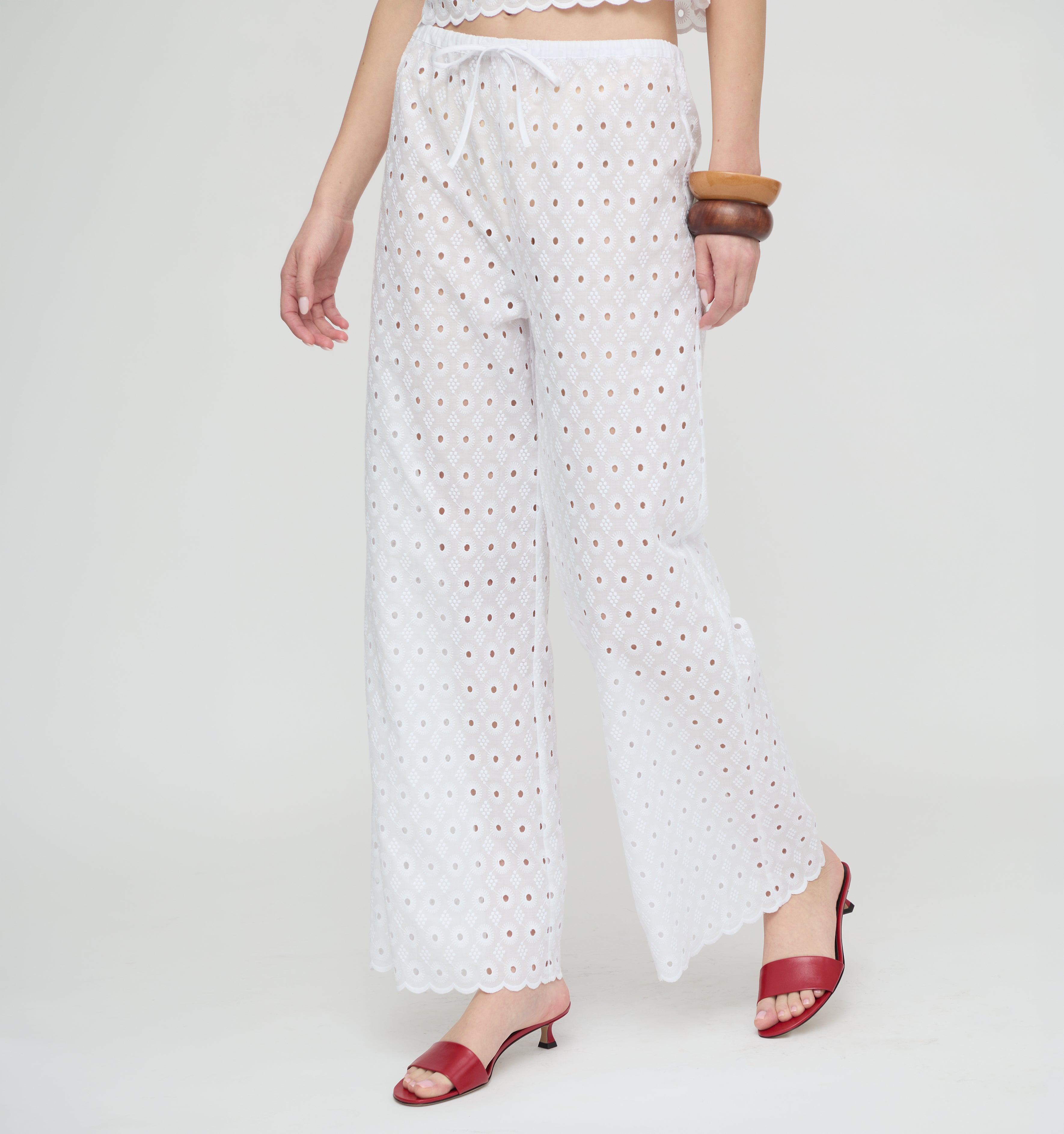 The Giovanna Pant - White Diamond Eyelet – Hill House Home