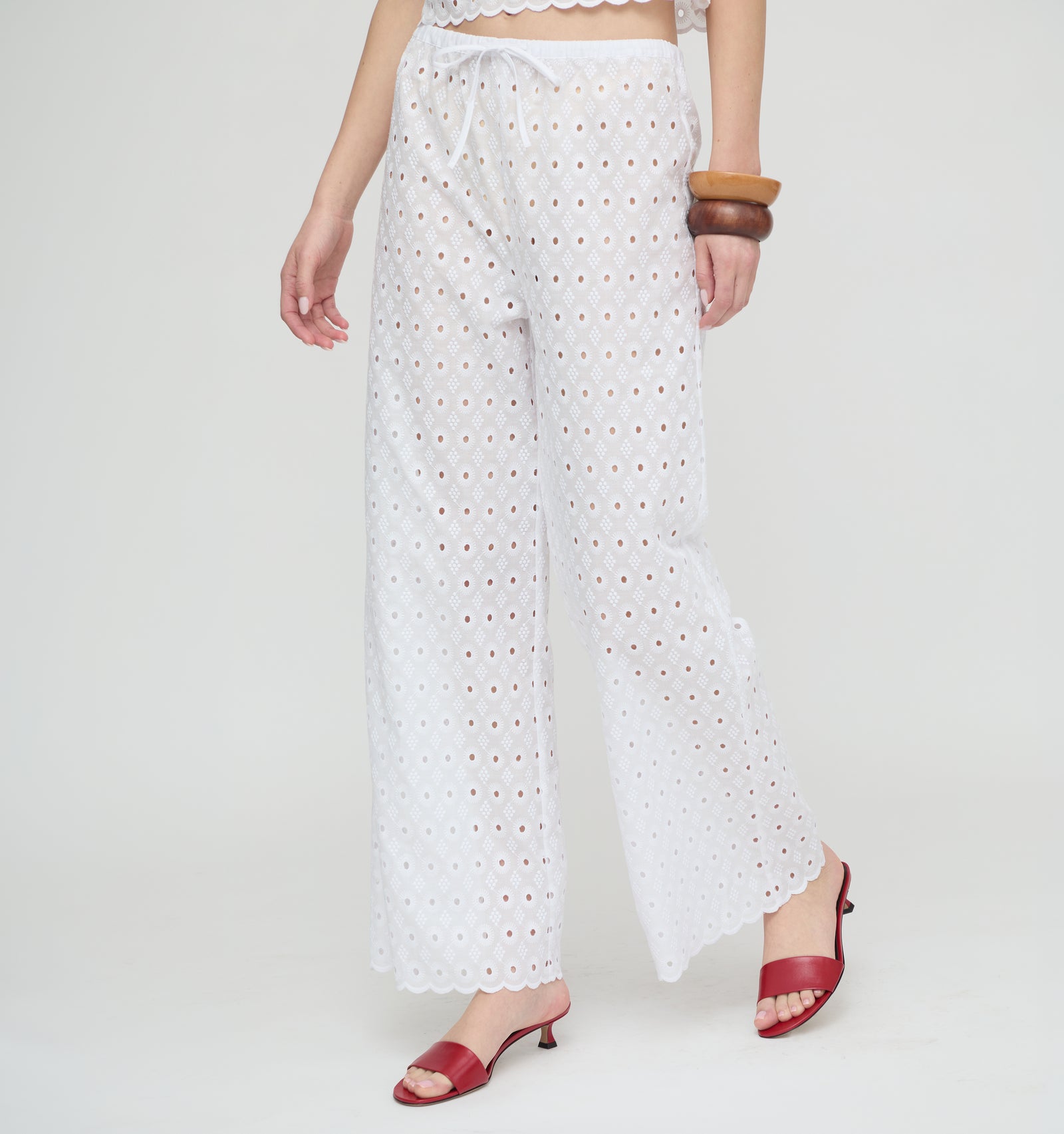 The Giovanna Pant - White Diamond Eyelet