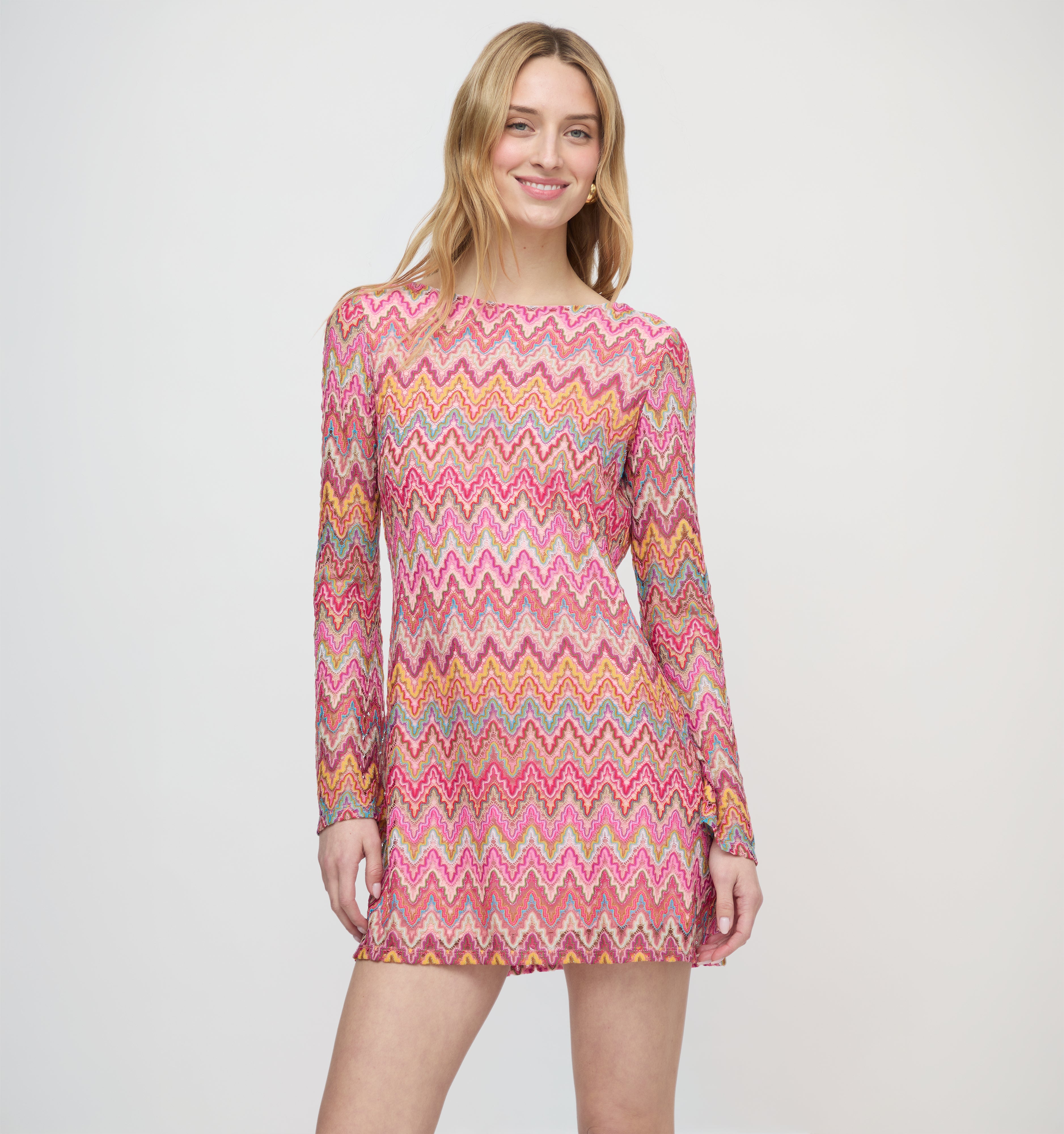 The Nathalie Dress - Pink Sheer Shimmer Knit – Hill House Home
