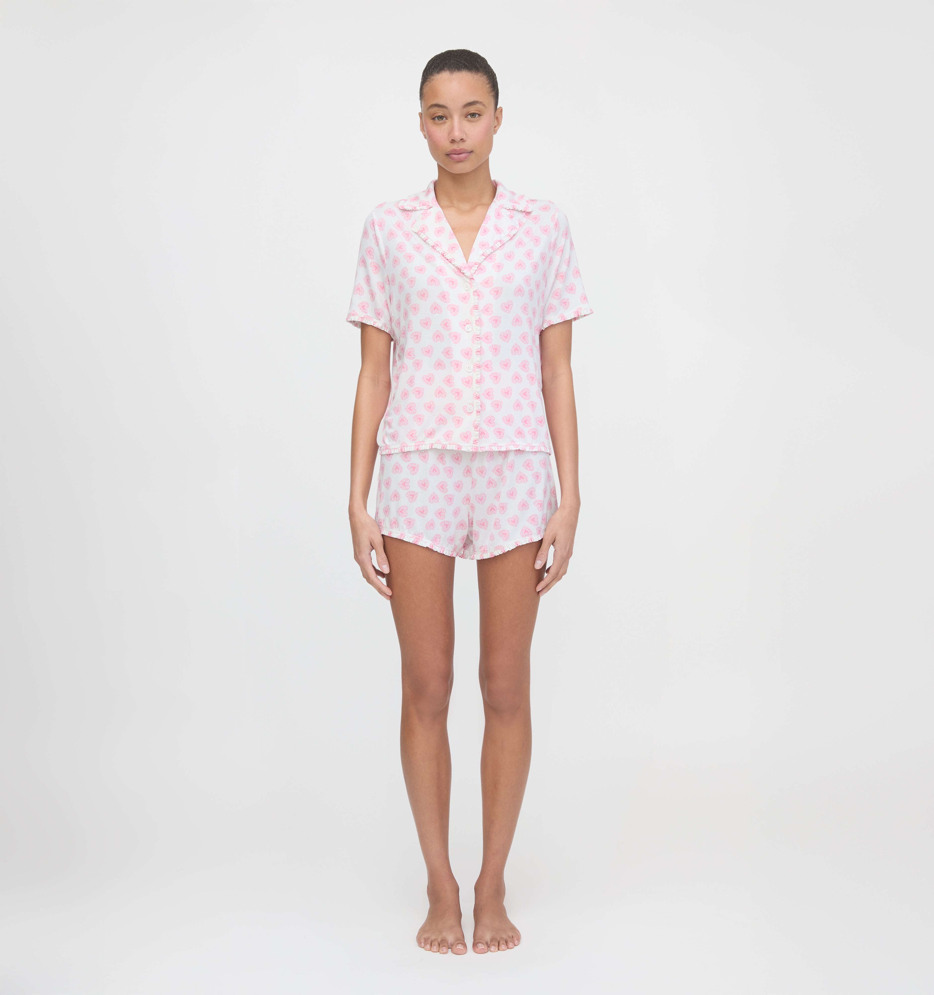 The Paige Pajama Set - Pink Doily Heart – Hill House Home