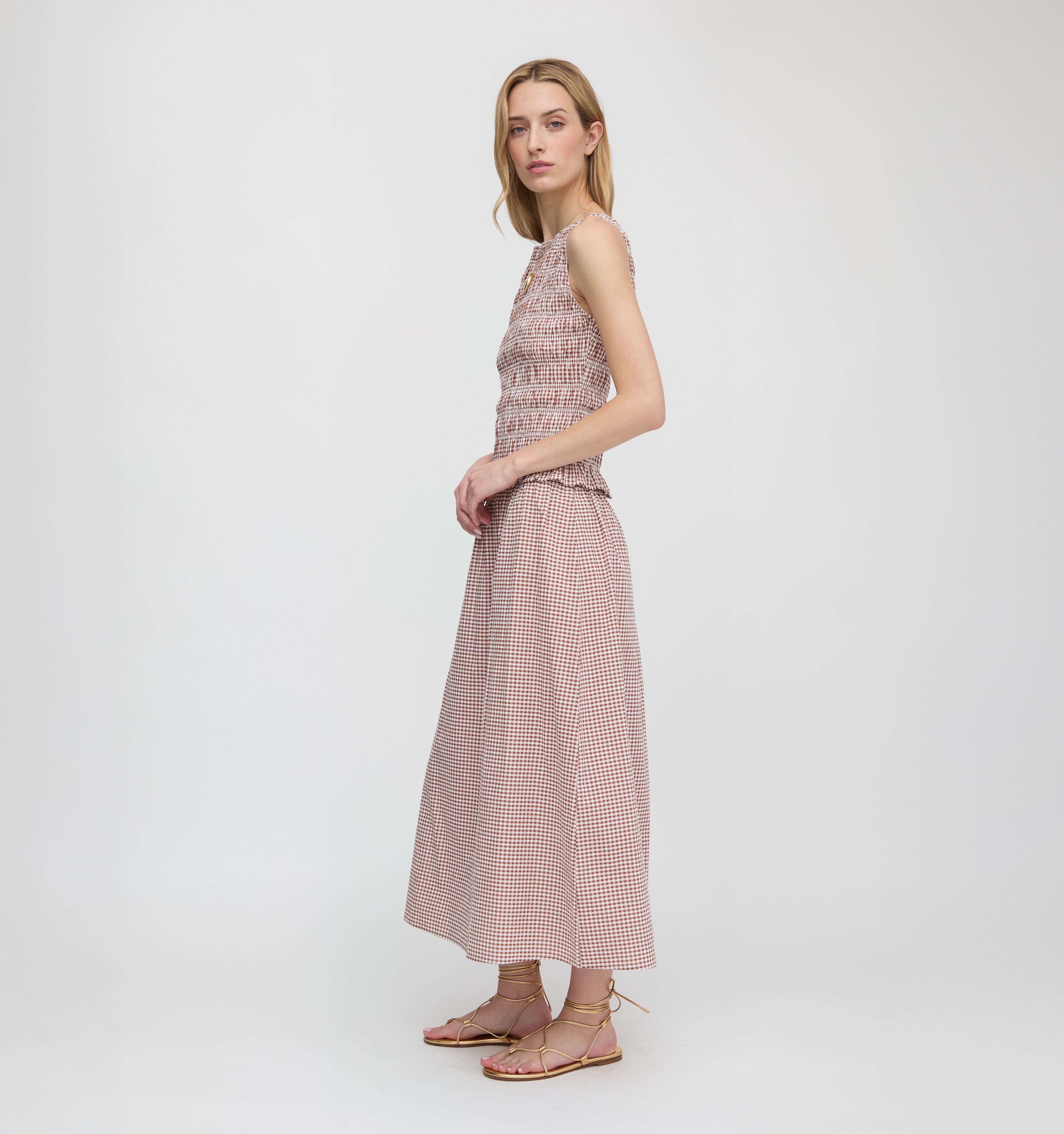 The Delphine Nap Skirt - Cognac Gingham – Hill House Home The Delphine Nap Skirt - Cognac Gingham – Hill House Home