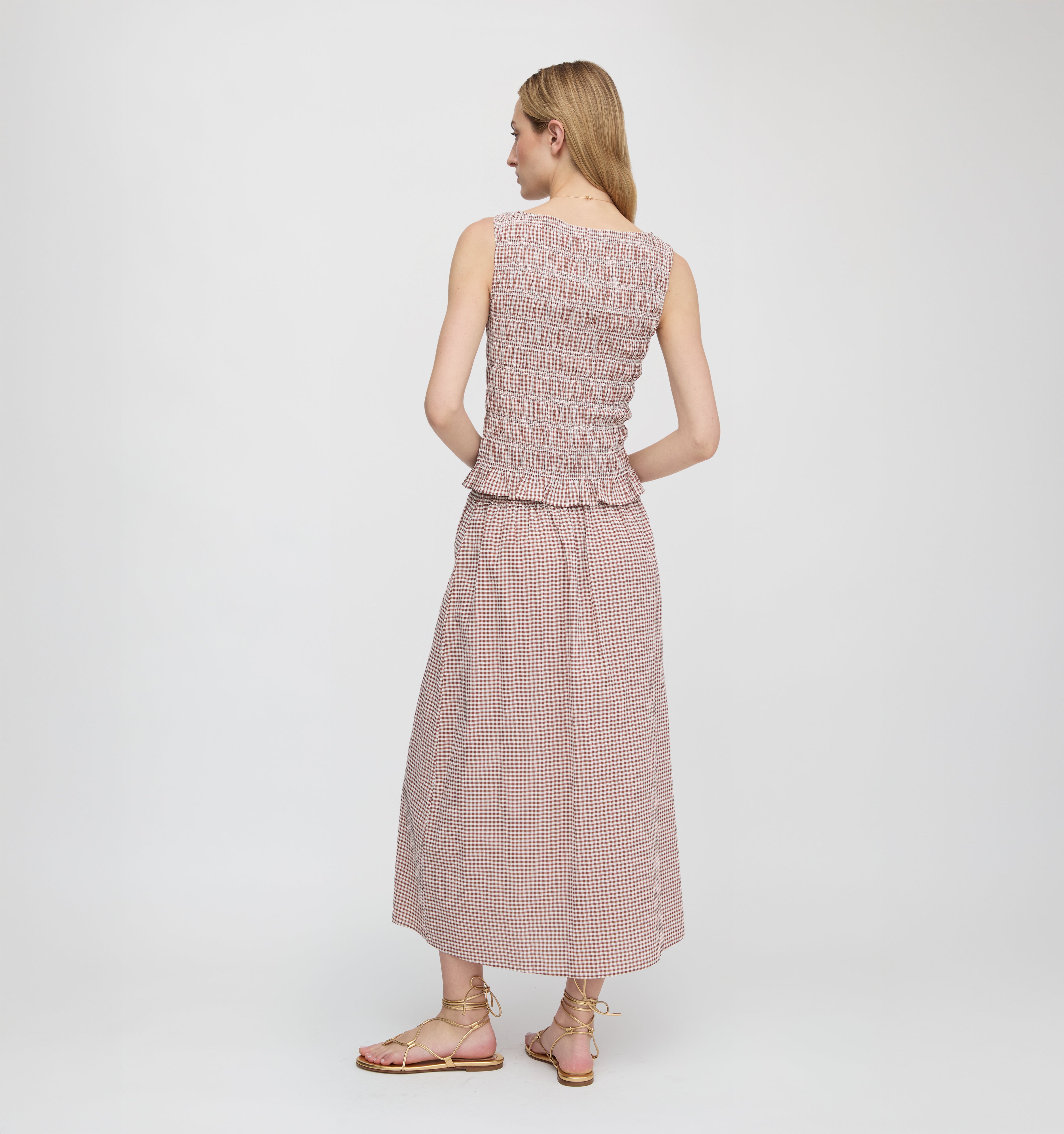 The Delphine Nap Skirt - Cognac Gingham – Hill House Home
