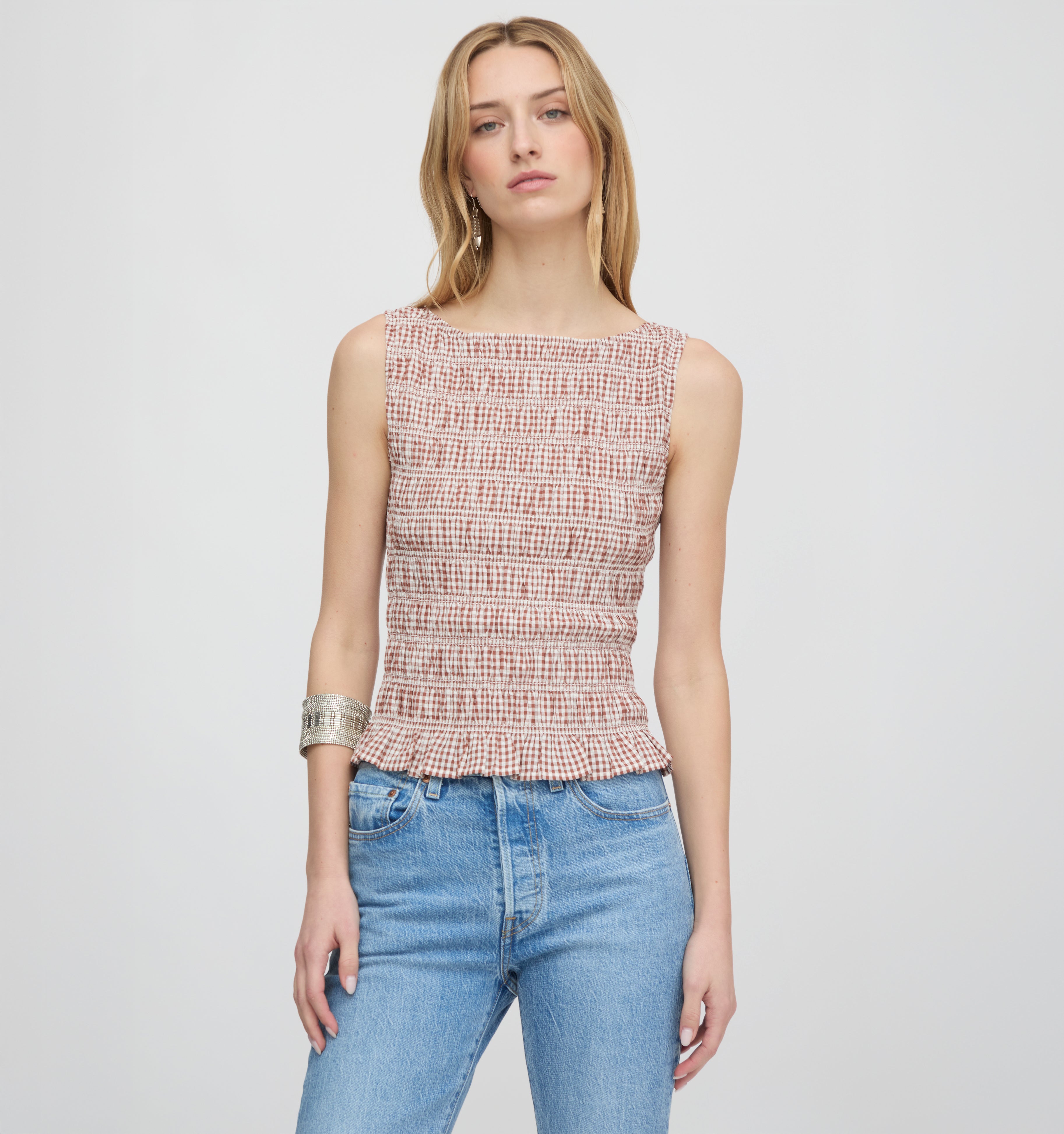 The Phoebe Nap Top - Cognac Gingham – Hill House Home