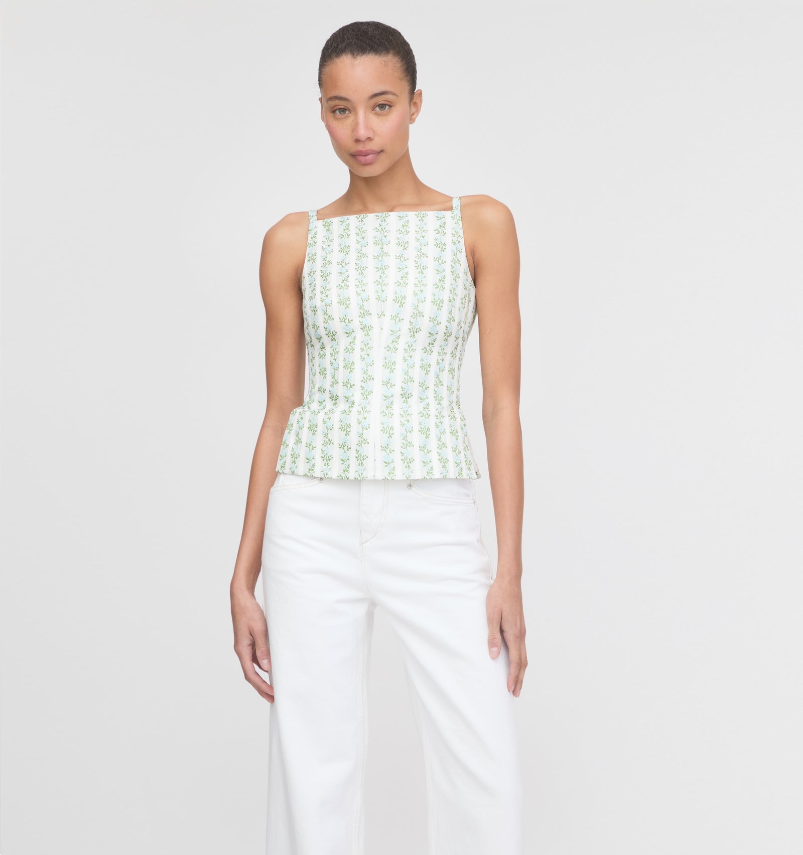 The Racquel Top - Brocade Vine Stripe