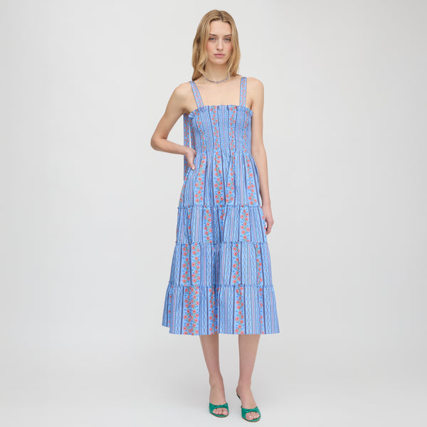 blue blush denim dress Ellery Floral Ruffle Maxi Dress • Shop American Threads Boutique main image 0
