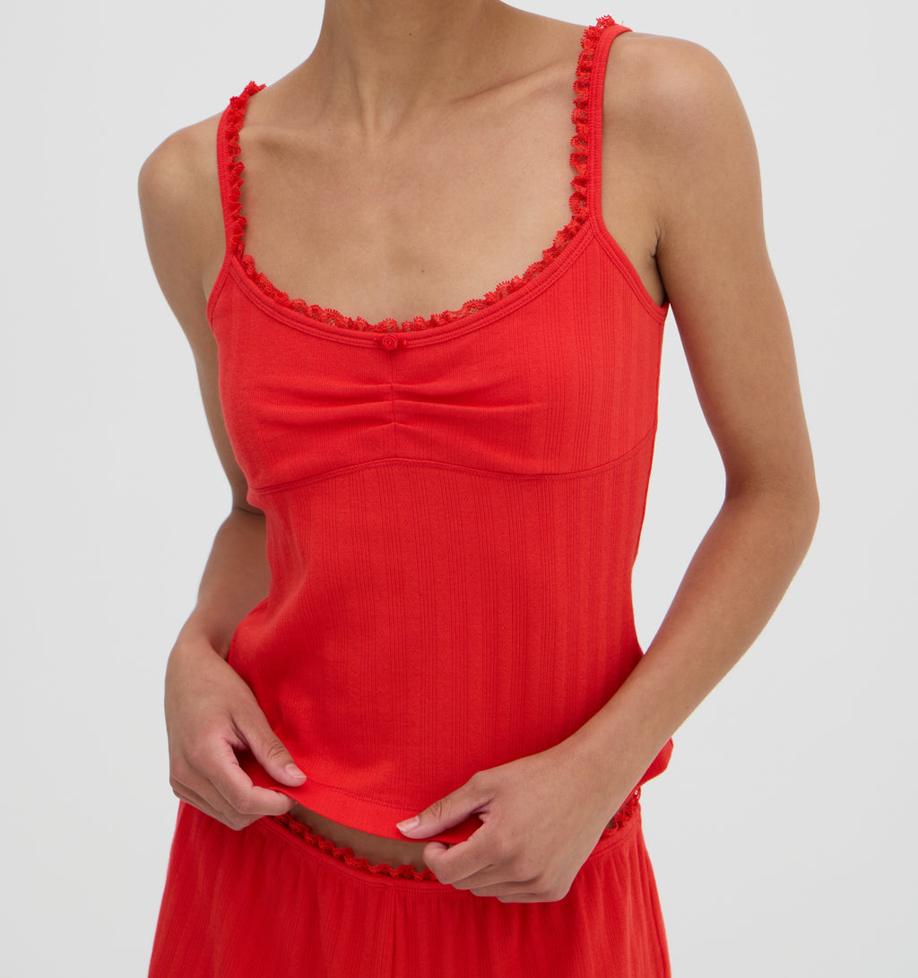 HILL HOUSE HOME The Sadie Pointelle Pajama Set - Candy Apple Red