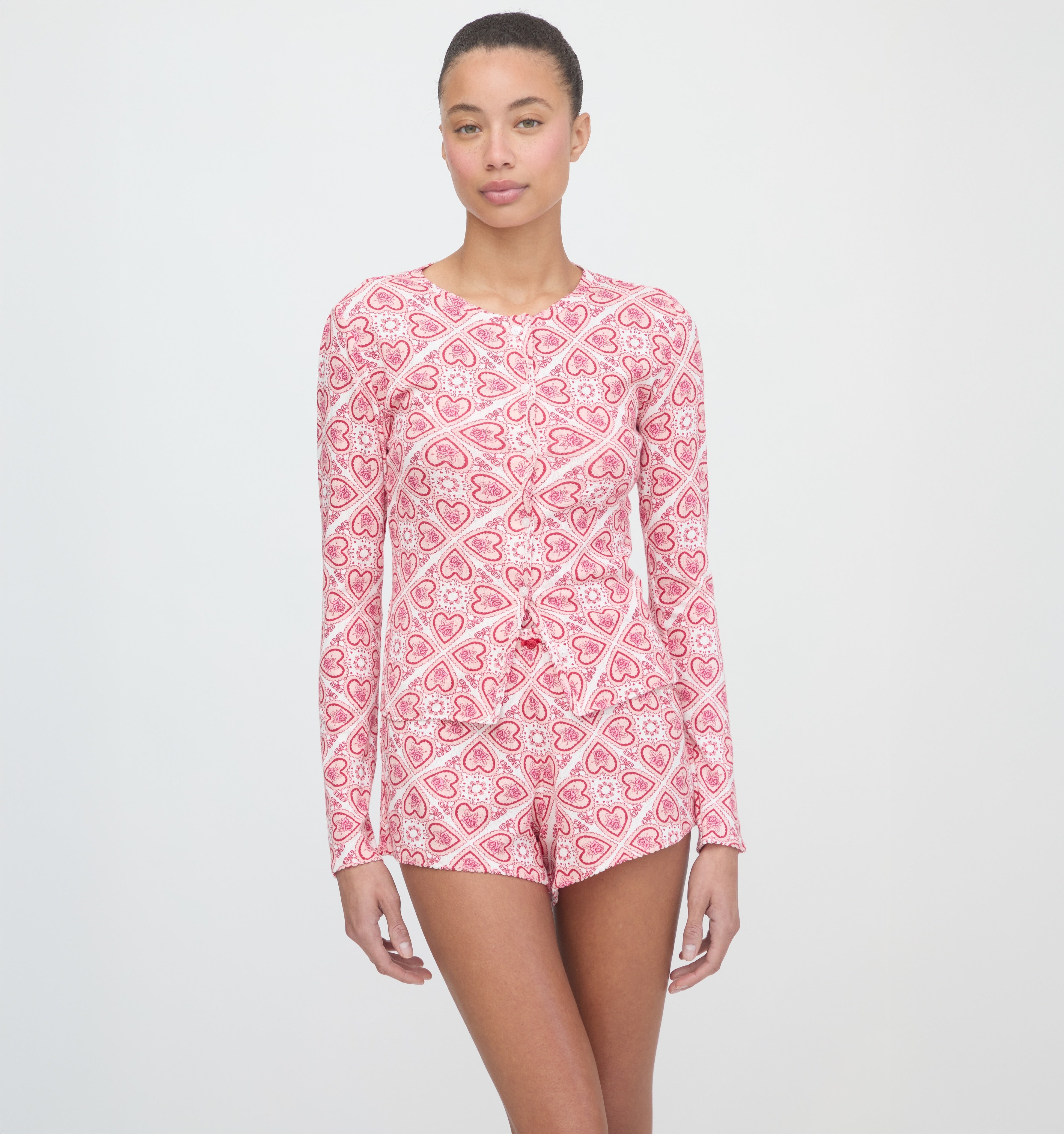The Kaelie Pointelle Cardigan - White Patchwork Doily Heart – Hill