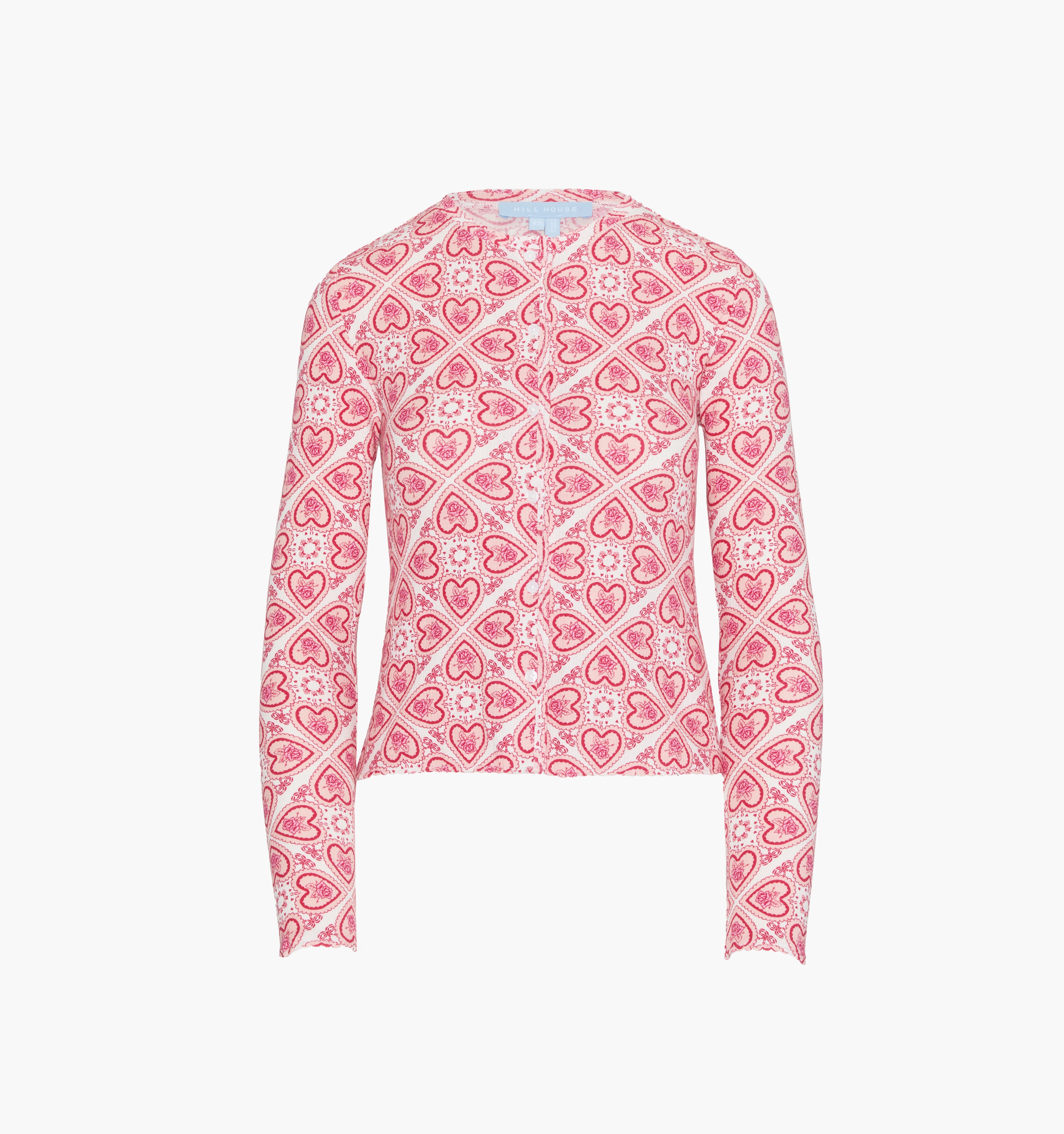 The Kaelie Pointelle Cardigan - White Patchwork Doily Heart