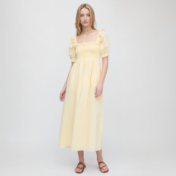 yellow midi dress plus size Hill House Home The Scarlett Midi Nap Dress | Yellow | Size XL