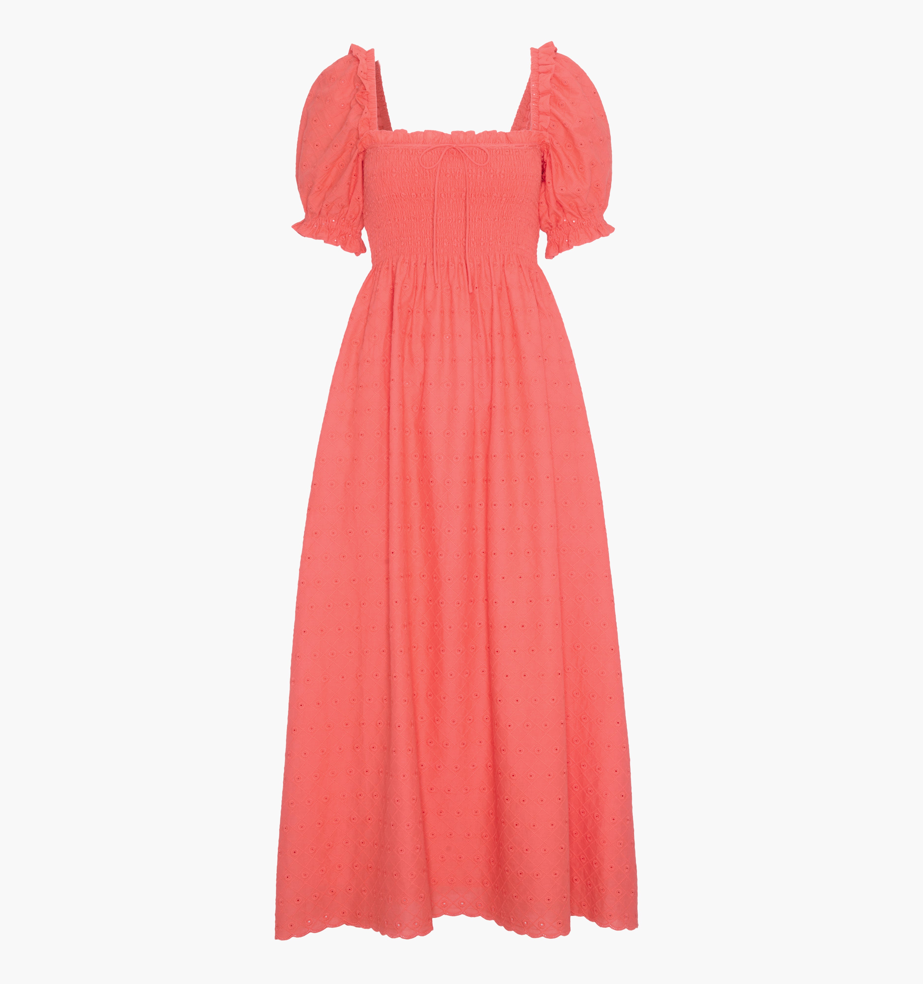 The Scarlett Nap Dress - Coral Daisy Broderie