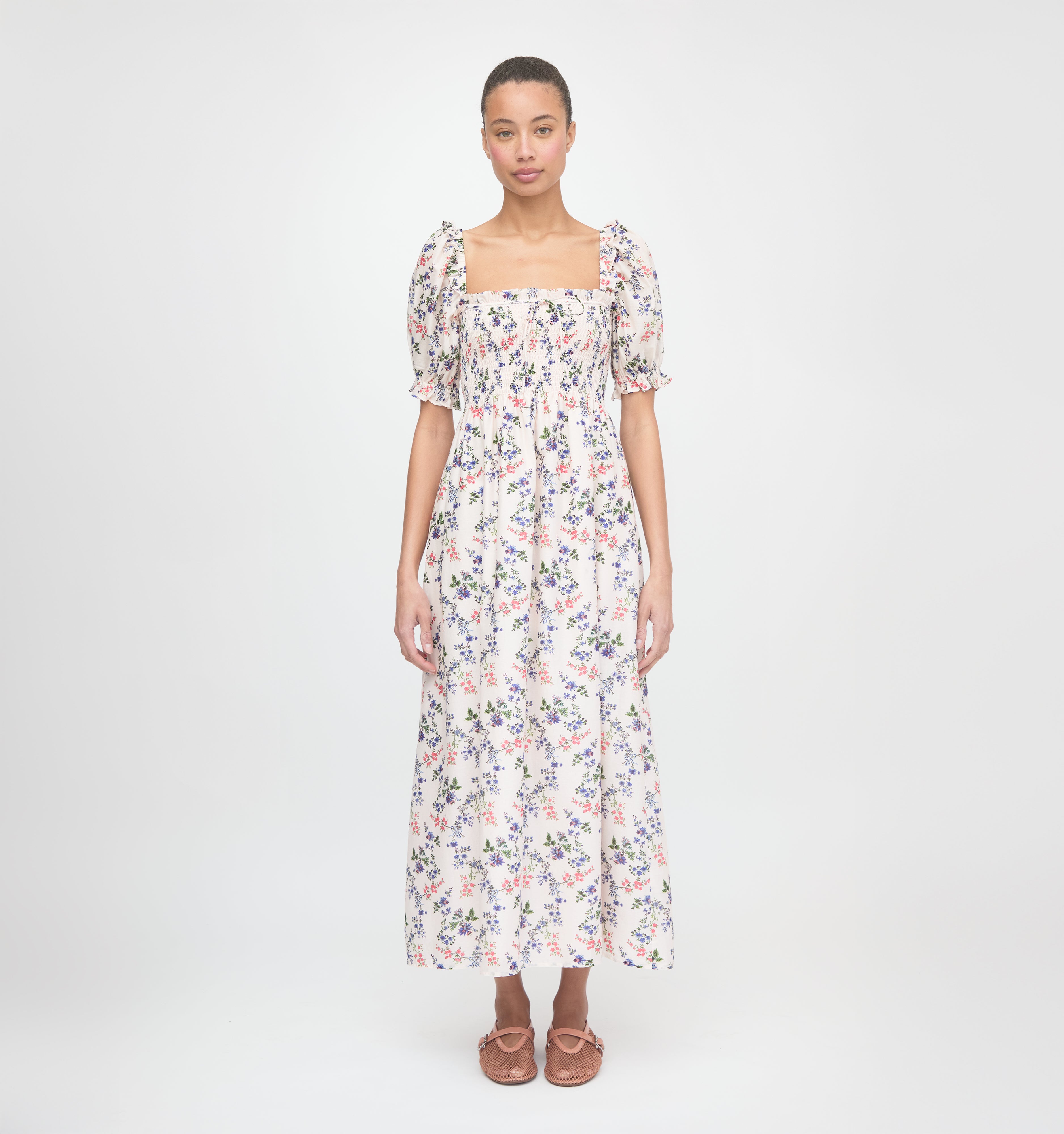 The Scarlett Nap Dress - Pink Scallop Bow Chintz