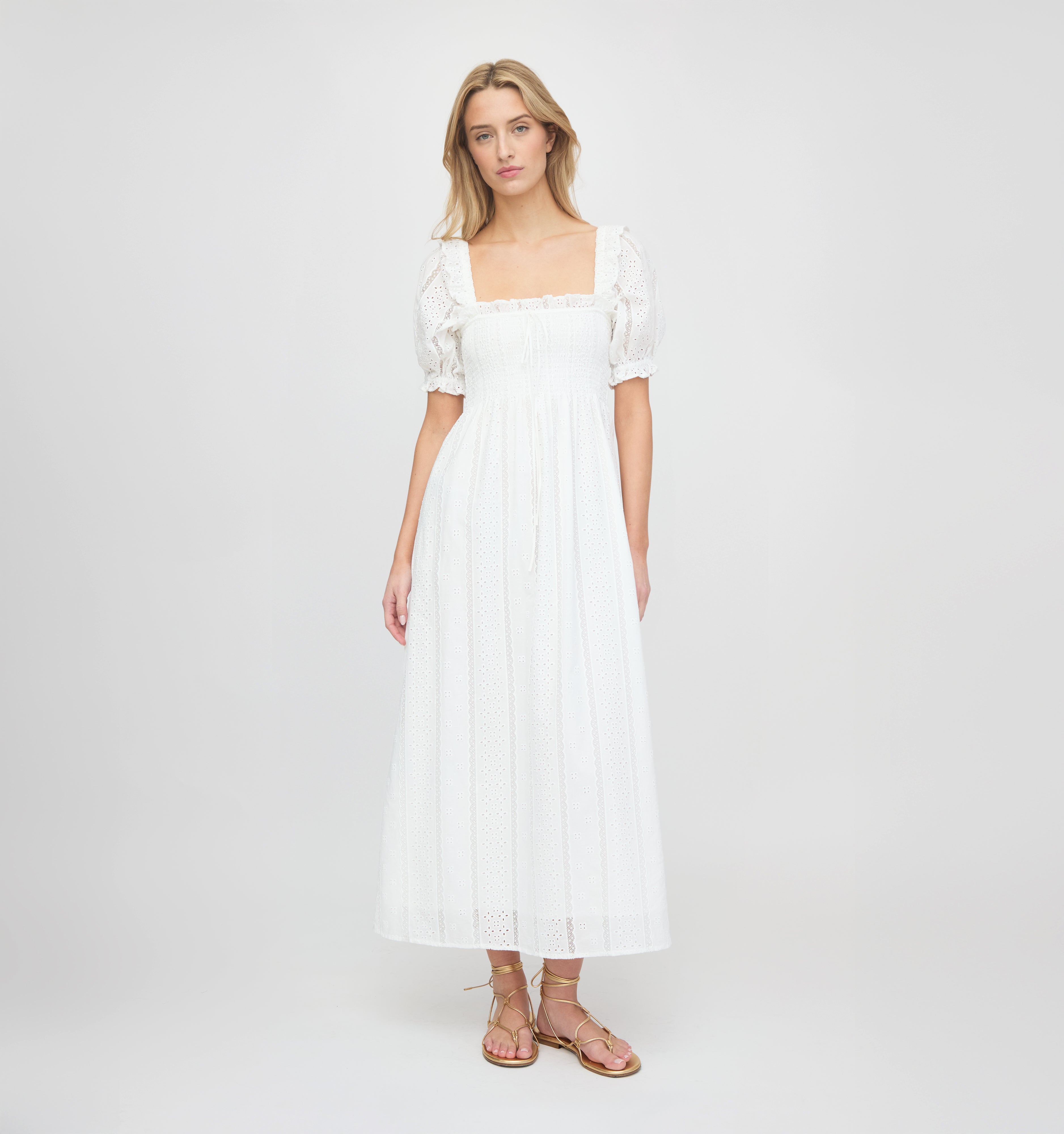 The Scarlett Nap Dress - White Broderie Voile – Hill House Home