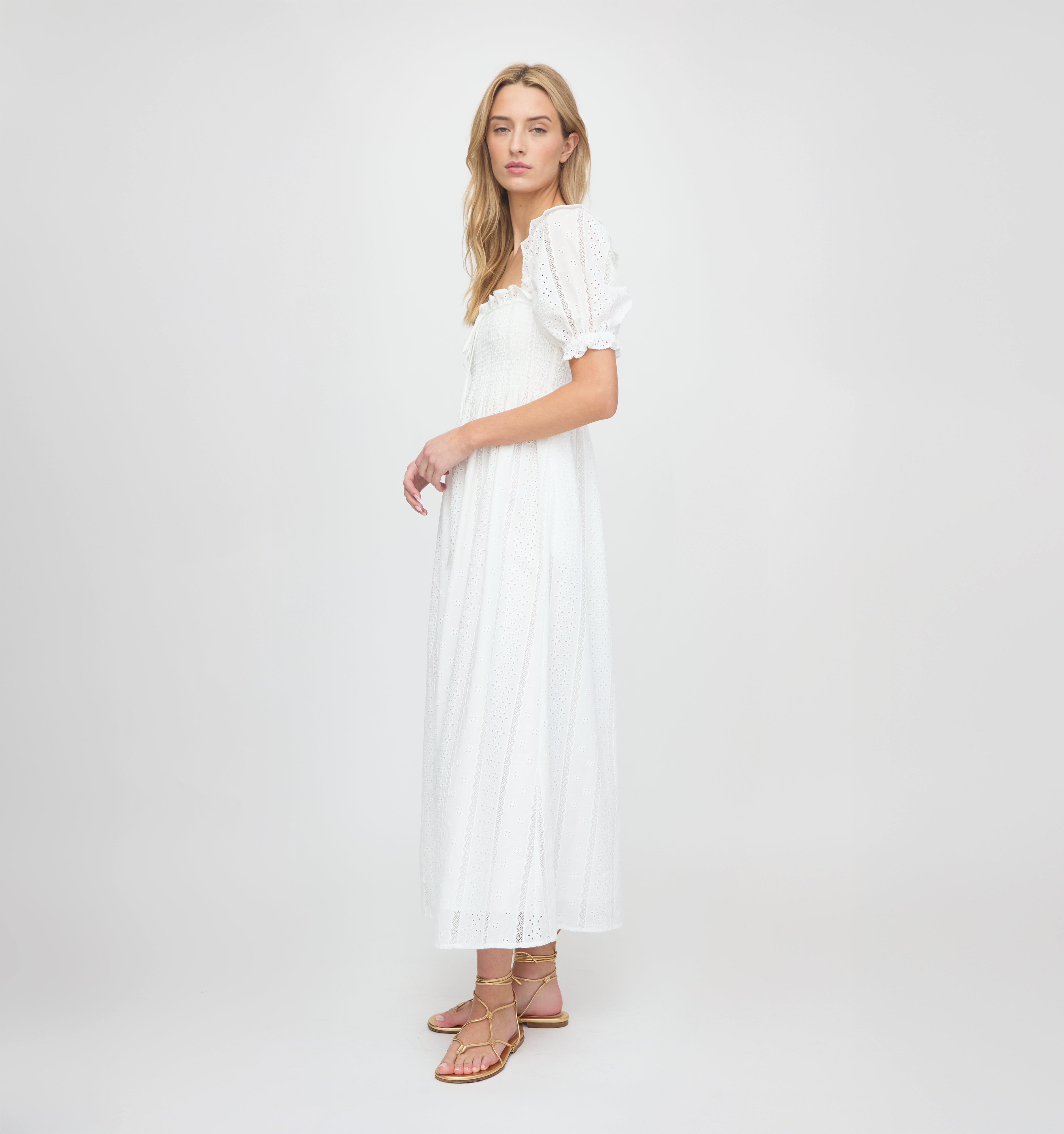 The Scarlett Nap Dress - White Broderie Voile